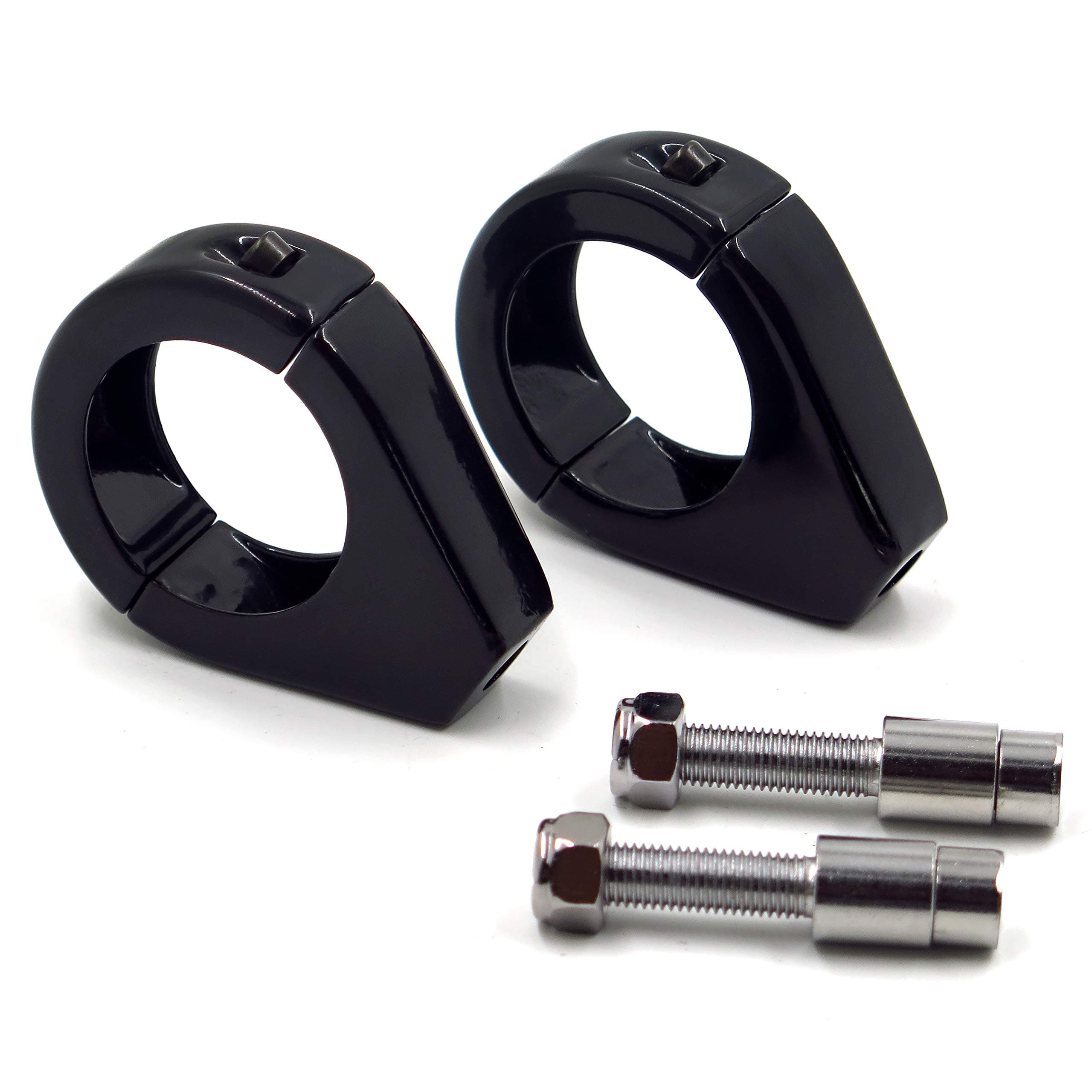 HTT- Motorcycle Turn Signal Indicator Relocation Fork Clamp Kit for Harley Softail Mount Bracket 41mm Fork Black