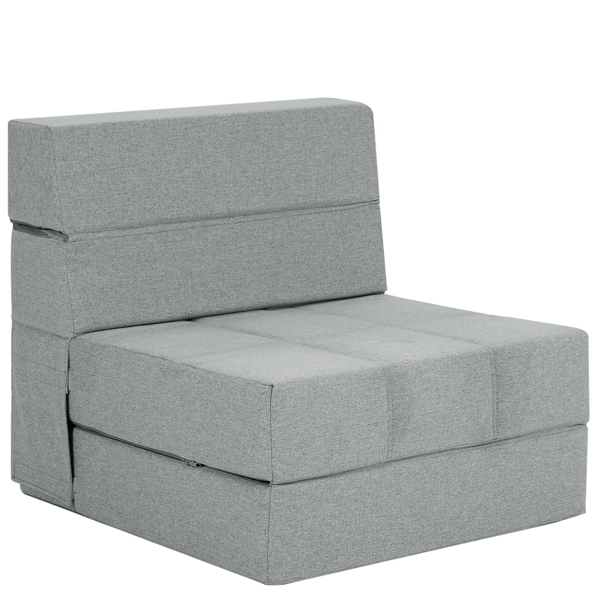 Folding Sofa Bed, 7 inch Memory Foam Floor Couch, Convertible Sleeper Foldable Mattress Futon Sofa for Living Room/Home Office/Guest Beds/Apartment/Upstairs Loft, Light Grey, Single