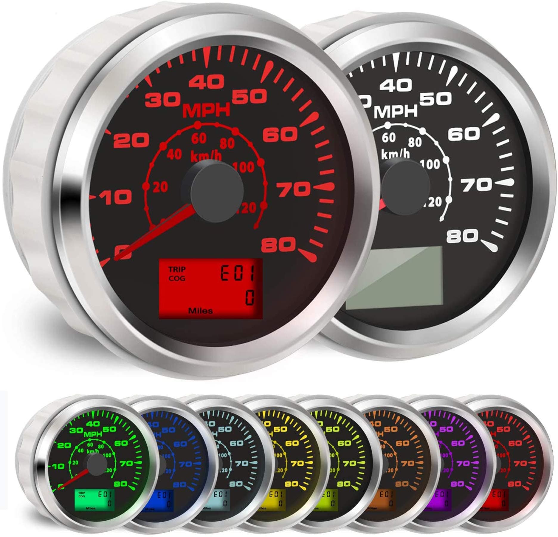 7 Backlight Universal GPS Speedometer 0-120Km/h 0~80MPH 85MM GPS Speed Odometers Speed Gauges Indicators