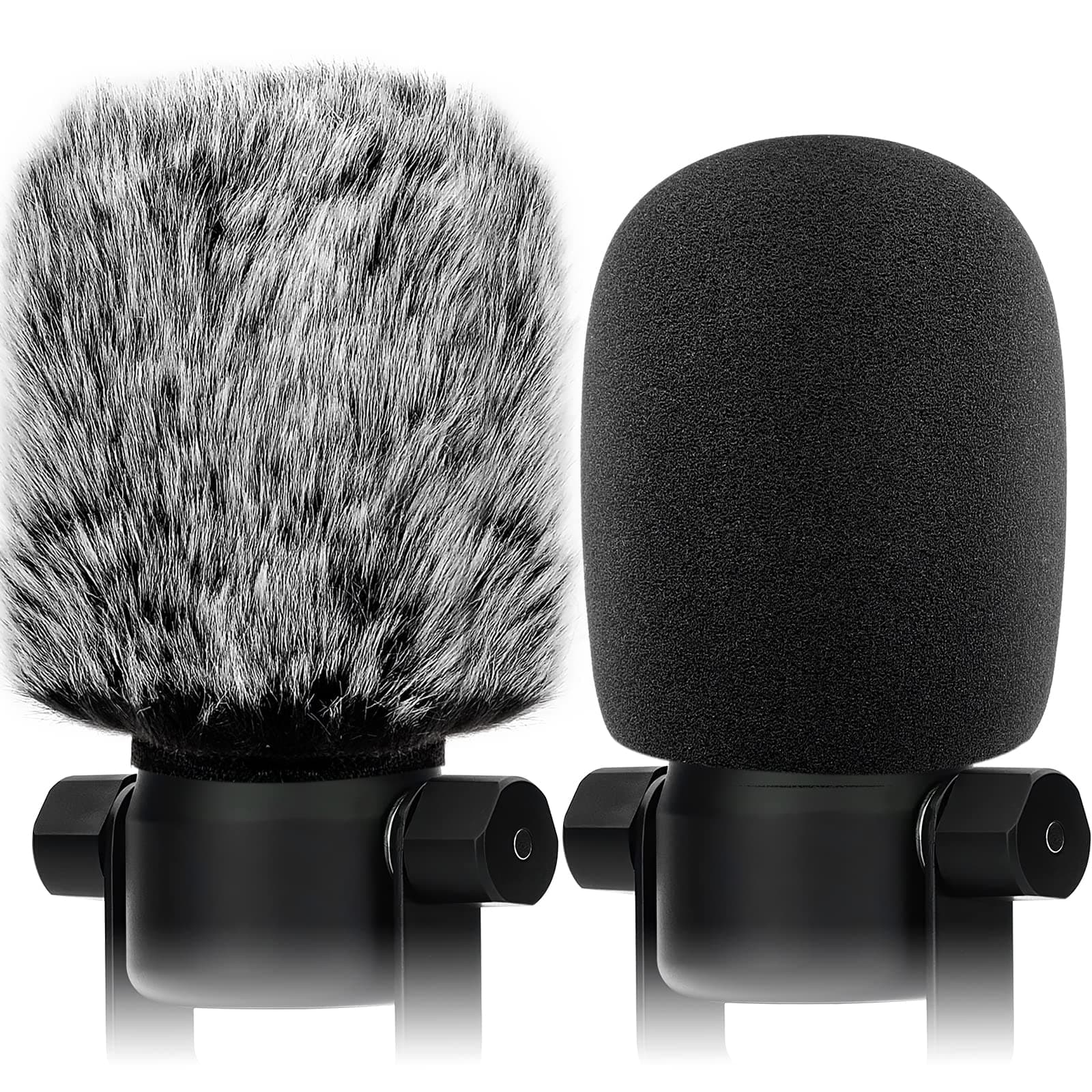 Windscreen Pop Filter Compatible with Rode Podmic, Procaster, Podcaster, NT1, NT1-A, NT2-A, NT-USB, K2, NT1000, NT2000,Mic Foam Cover +Furry Wind Muff Mic Cover Compatible with Rode Podmic,Combo 2Pack