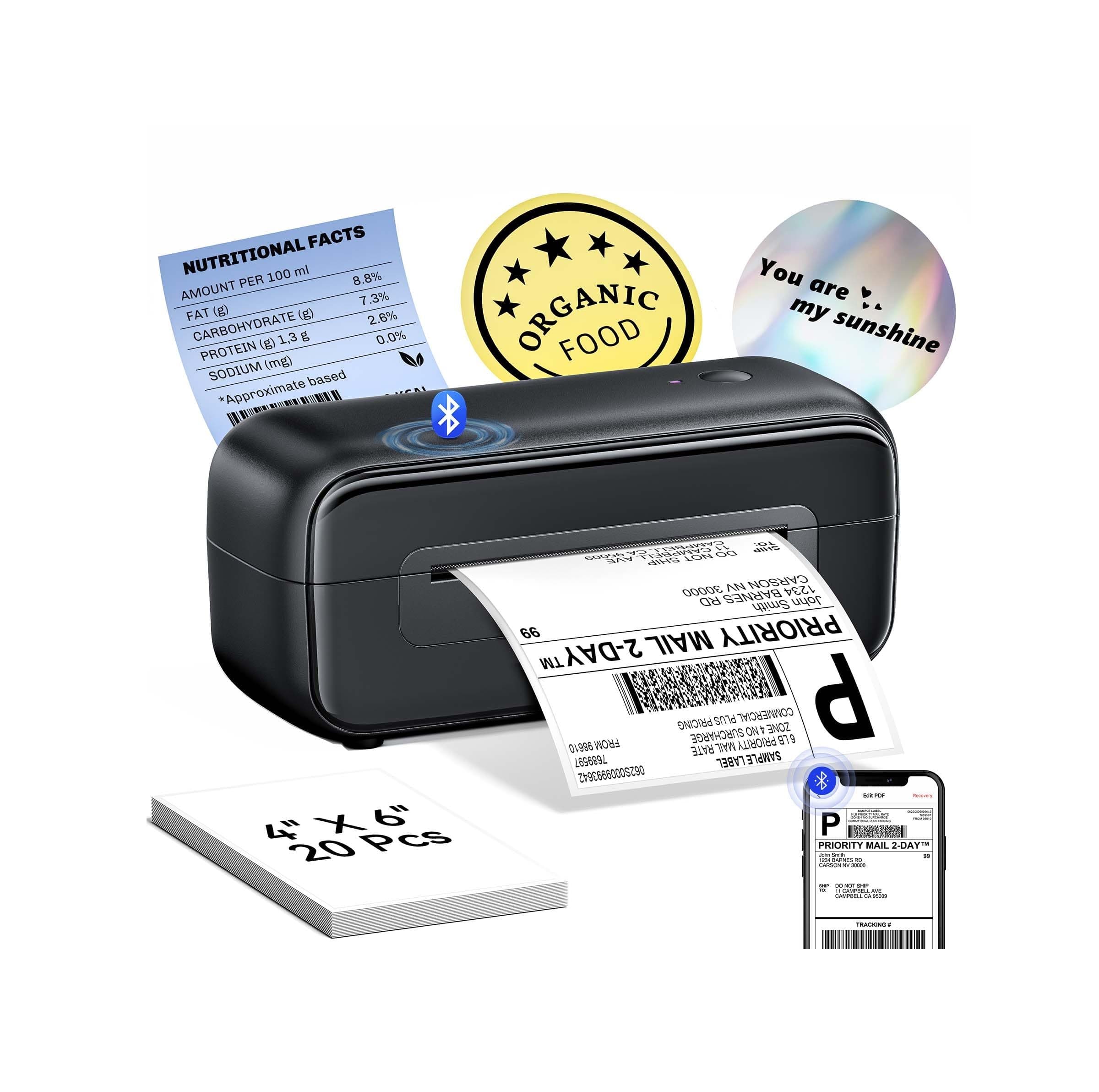 Phomemo Shipping Label Printer- 4x6 Bluetooth Thermal Address Label Printer for Small Business,Barcode Compatible with iPhone,Android,Windows,Mac,Chromebook,for Shopify USPS-Black