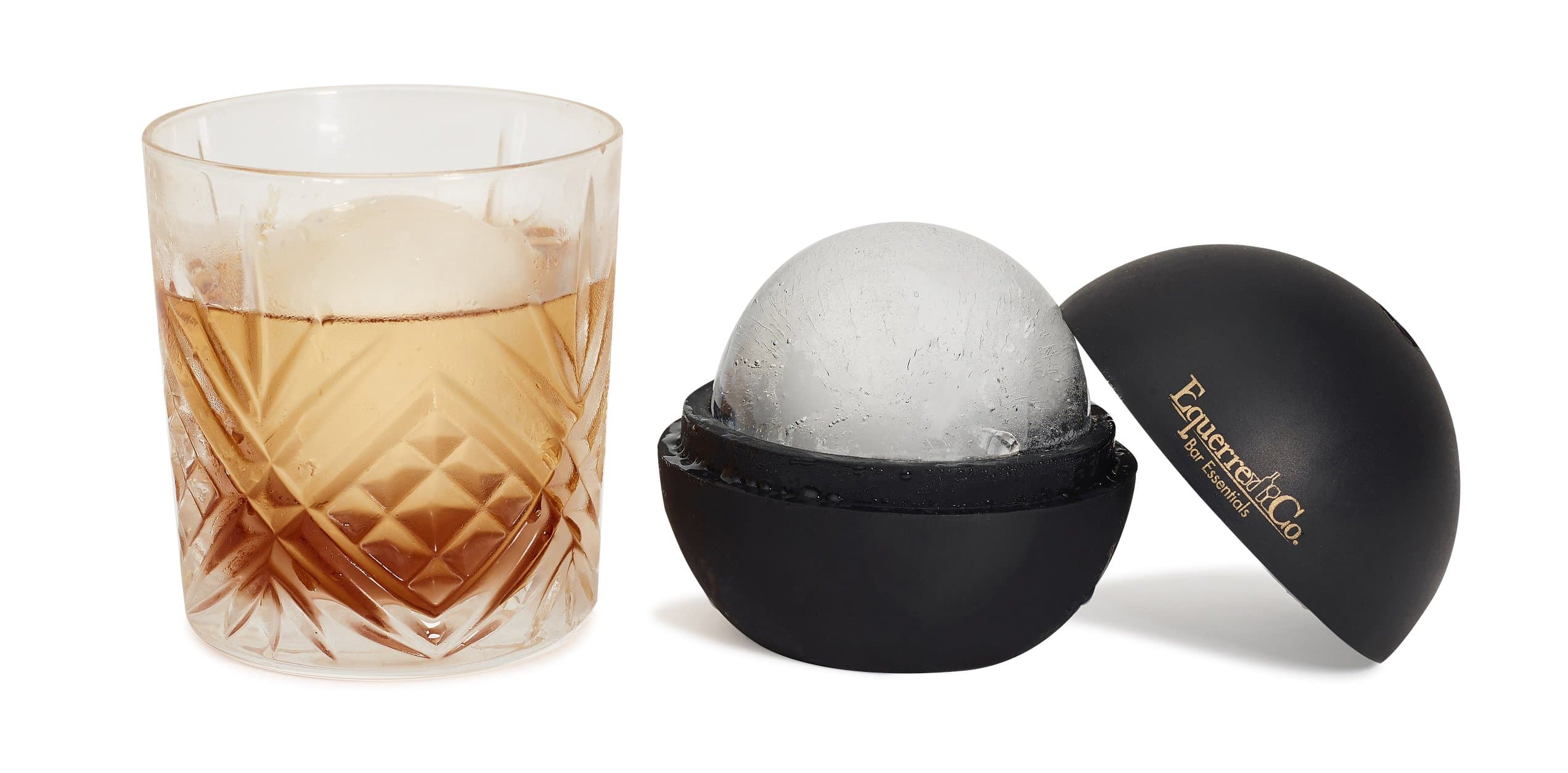 SPHERE ICE CUBE MOLDS - Easily Create Large 2.5 Inch Ice Balls With Our Premium Silicone Ice Ball Mold For Whisky, Cocktails, Wine & More. Set of 2 Elegant Black or White Ice Sphere Maker … (Black)