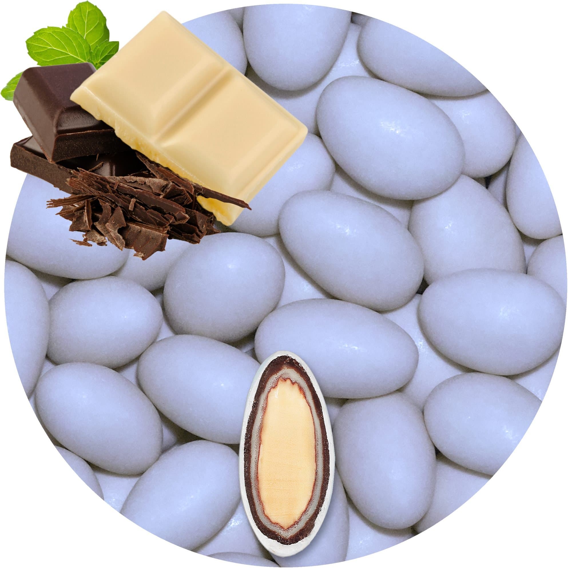 EinsSein 0,5kg Sugared Almonds Chocolate light blue matt Chocolate Almonds wedding sugar sweets almond dragees baptism dragee cake balls candy coated sweet weddings favours dragée gift