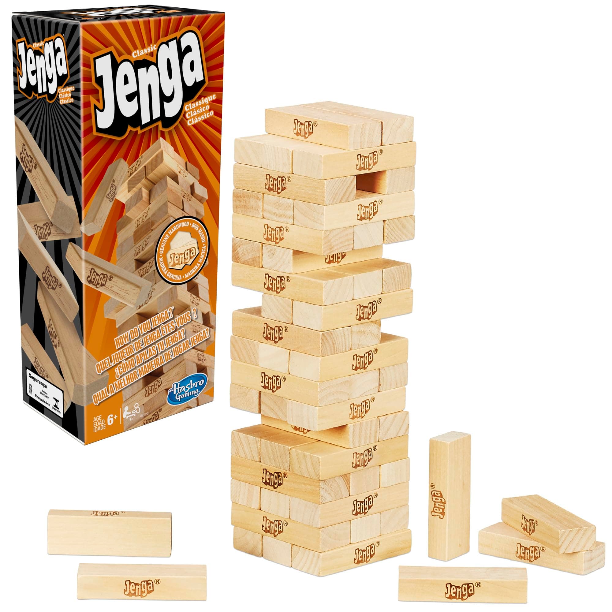 Hasbro Jenga Classic Refresh Game, Multi, A2120EU4, HAS-A2120-E180