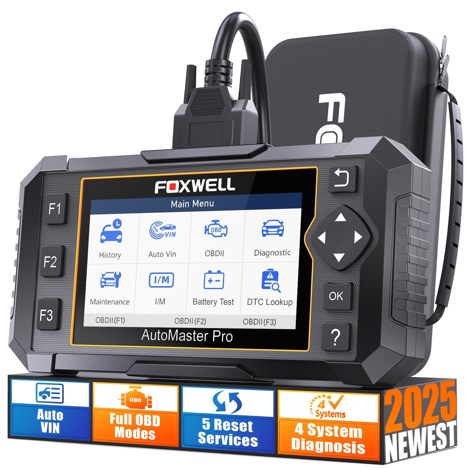 FOXWELL NT614 Elite OBD2 Scanner 4 System Code Reader Scan Engine ABS SRS Transmission, 5 Resets Oil/EPB/ABS Bleeding/SAS/Throttle Live Data, Auto VIN, WiFi Updates Car Diagnostic Tool for DIY & Pros