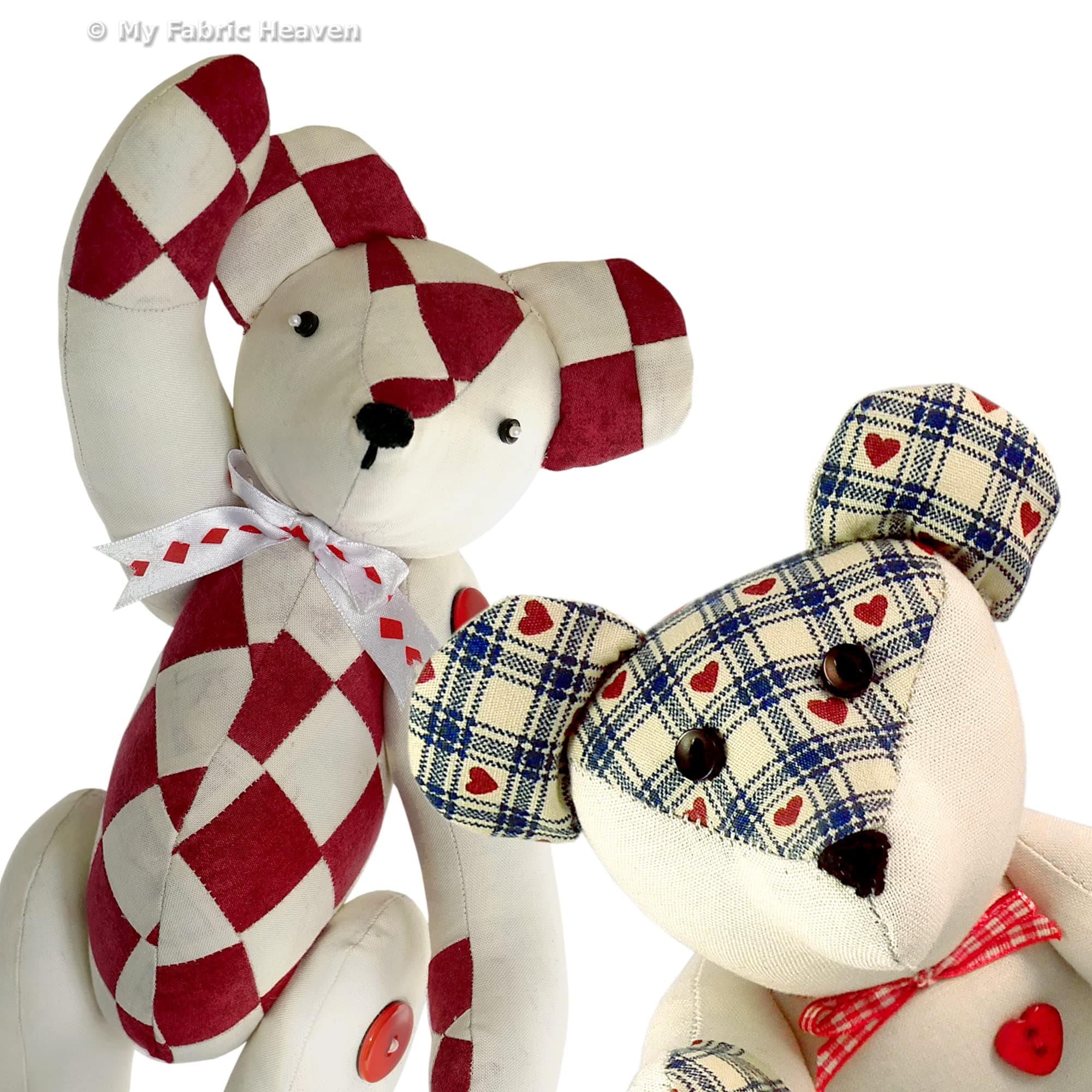 My Fabric Heaven Two Discounted Teddy Keepsake Bear Sewing Patterns. Patchwork Memory Bear & Little Bear Stuffed Soft Toys & Easy Photo-Tutorial Booklet. Free Post