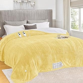 greenoak Heated Blanket Electric Queen Size 84"X90" Dual Control, Heating Blankets with 10 Levels 8 Hours Auto-Off, Soft Flannel Fluffy House Warming Gifts for Grandma Seniors Mom, Cream Yellow