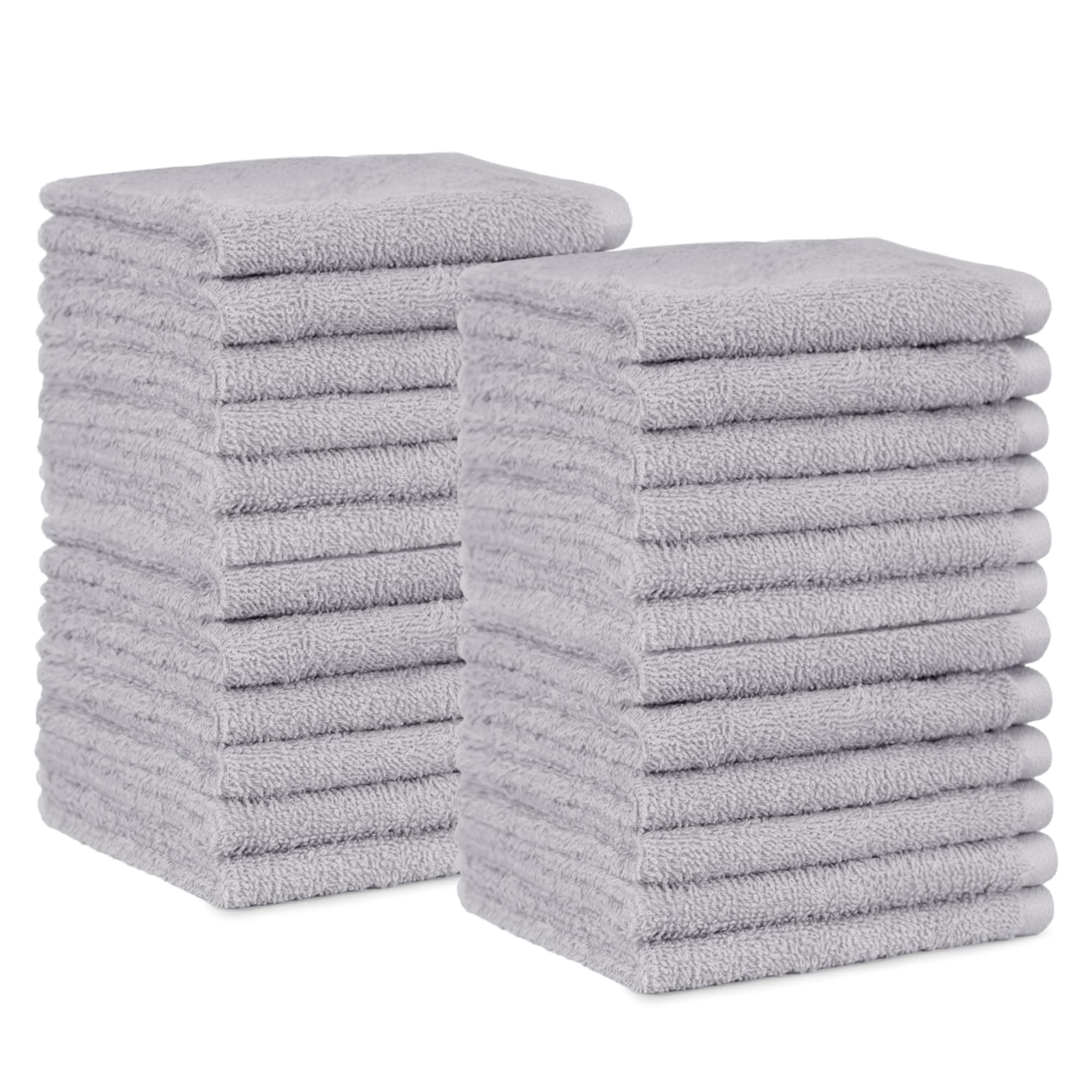 Amazon Basics Face Towel Set for bathroom, 100% Cotton Extra Absorbent Fast Drying Face Cloths 30 x 30 cm, Grey, 24-Pack