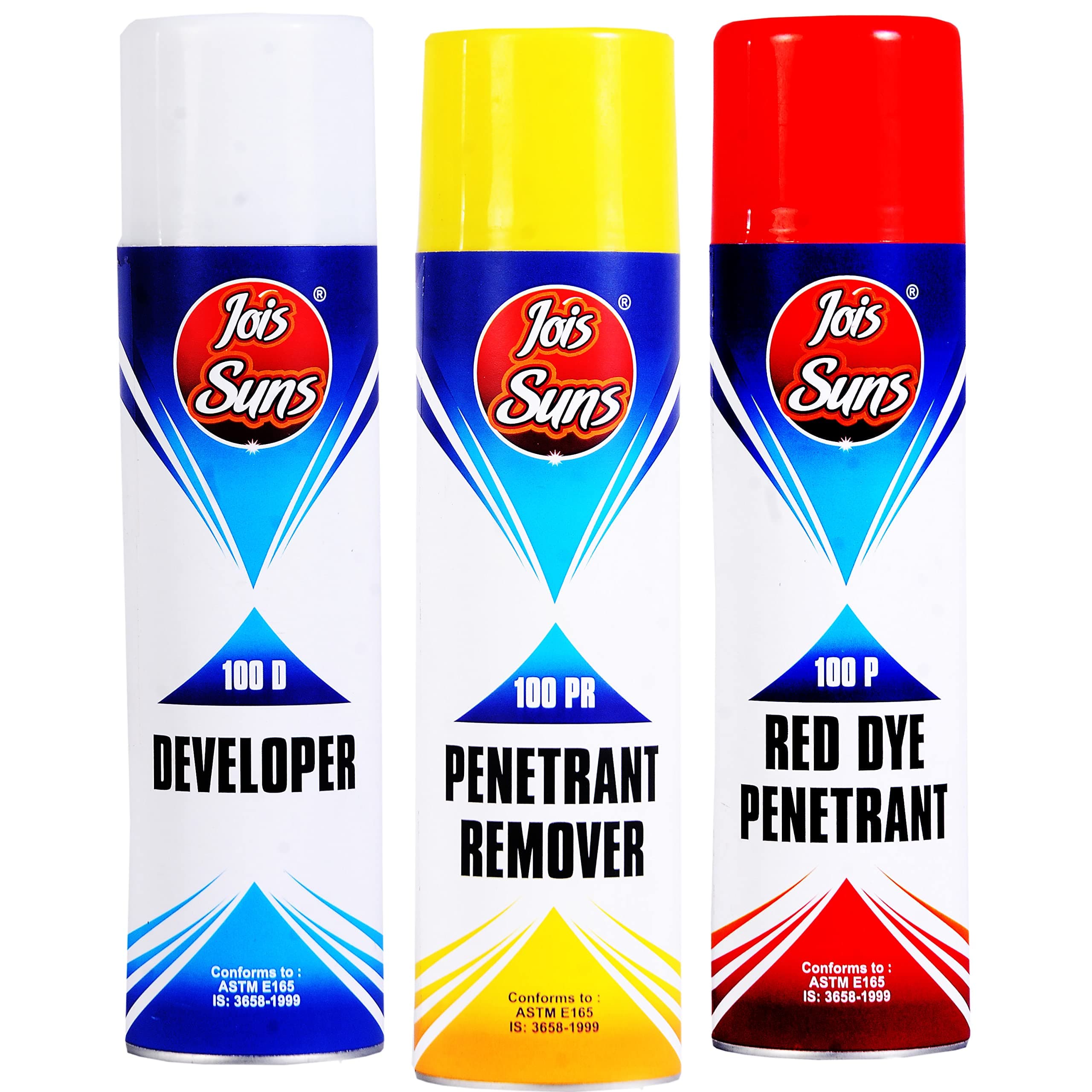 JOIS SUNS? Liquid Dye Penetrant Inspection System| Dye Penetrant Testing Kit| Cleaner, Developer, Penetrant| DP Test Kit| 3 cans|280ml each| 1 set