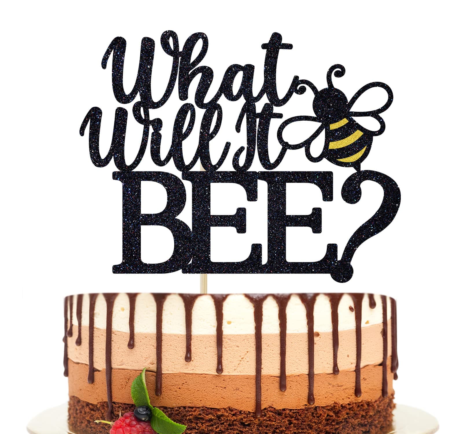 What Will It Bee Cake Topper, Bumble Bee Themed Gender Reveal Decorations, What Will It Bee Baby Shower Gender Reveal Party Decorations Black Glitter