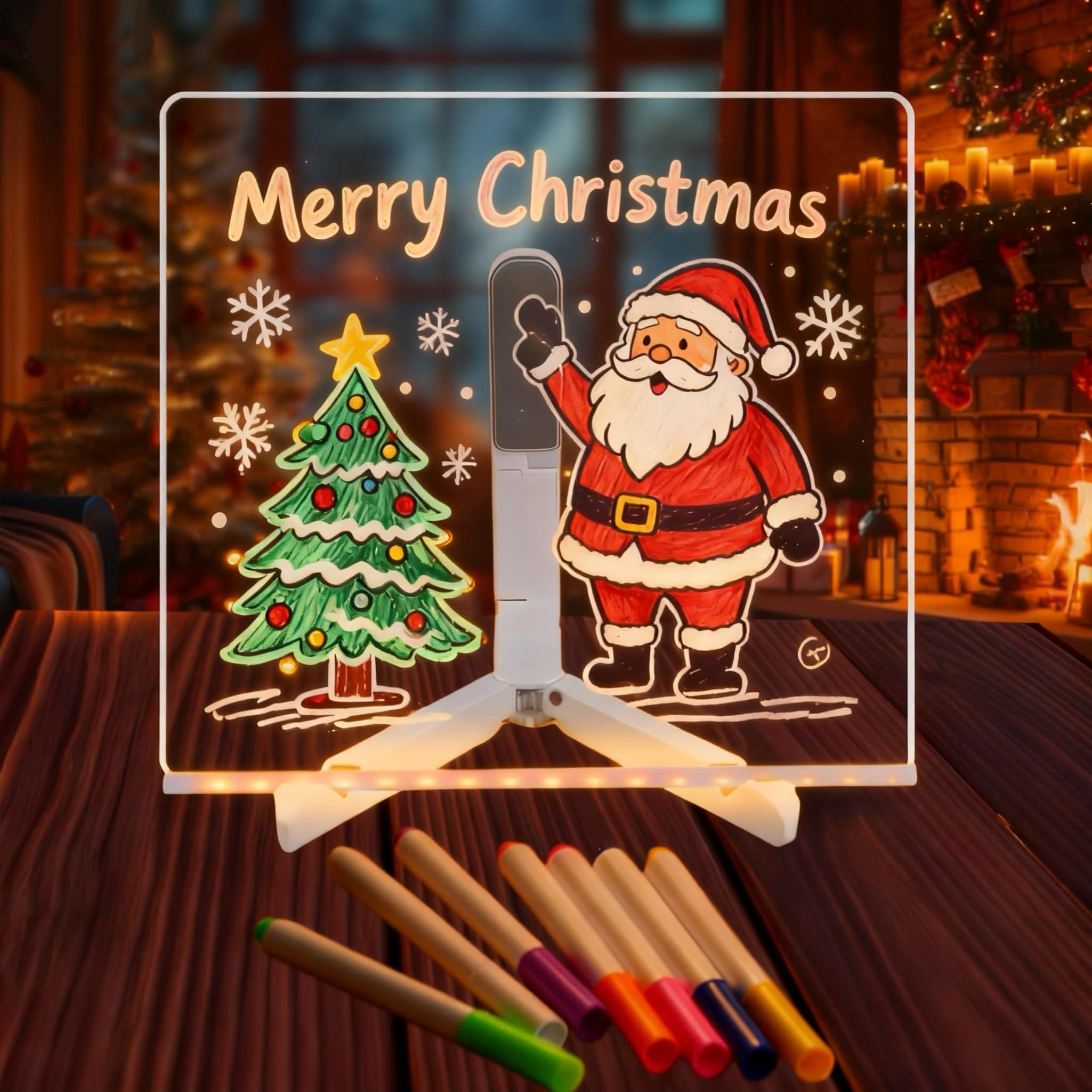 LED Note Board With Colors - Glowing Acrylic Message Marker, Illuminating Dry Erase With Sturdy Stand, Memo Letter With Interactive Light, White for Idea Generation (5.9*5.9in)