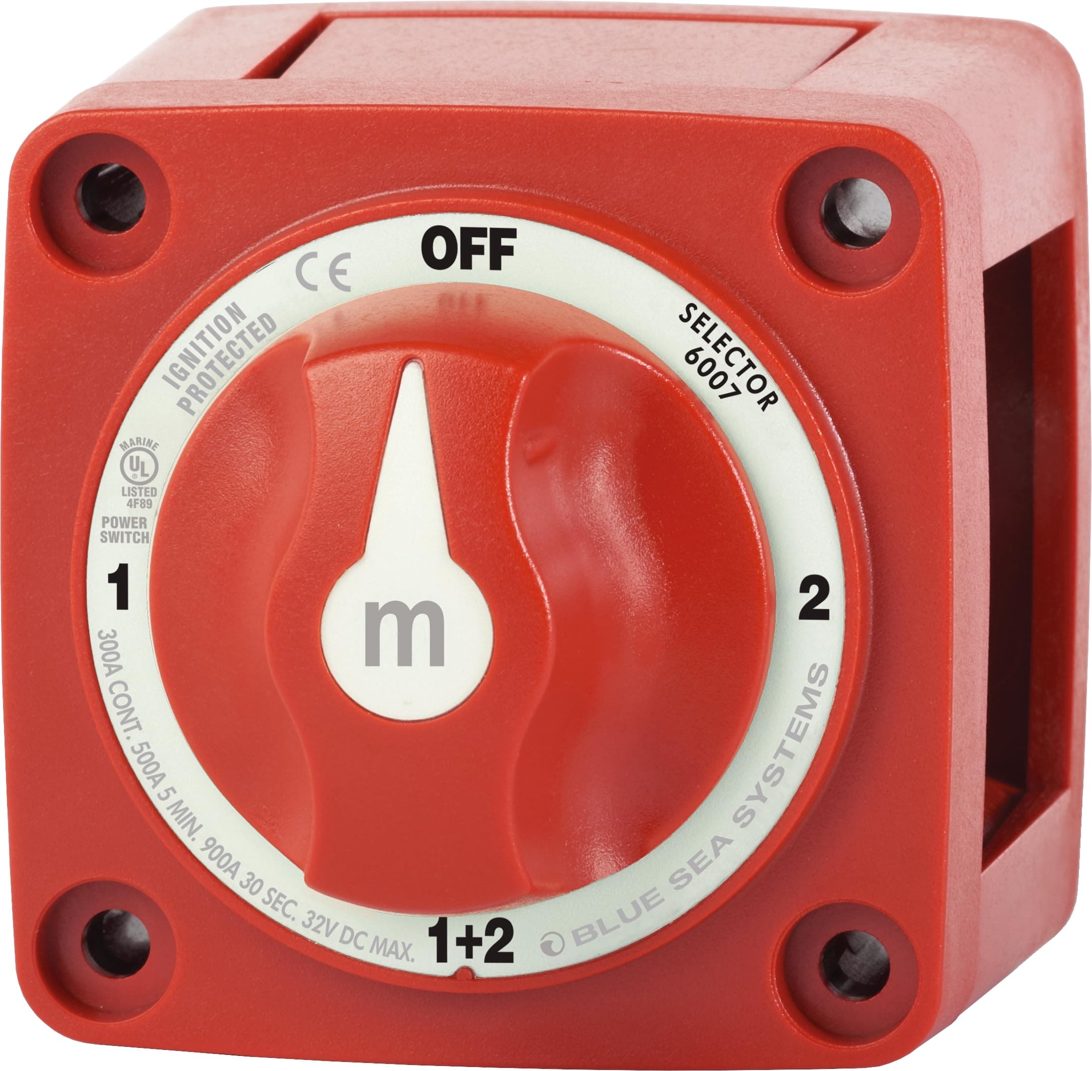 4‑Position Mini Selector Battery Switch, Red, 6007 m‑Series