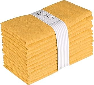 Ramanta Home Cloth Dinner Napkin in 100% Cotton Fabric-18x18 Mustard, Napkins, Cocktails Napkins, Fabric Napkins, Cotton Napkins, Mitered Corners & Generous Hem, Dinner Napkins Set of 12