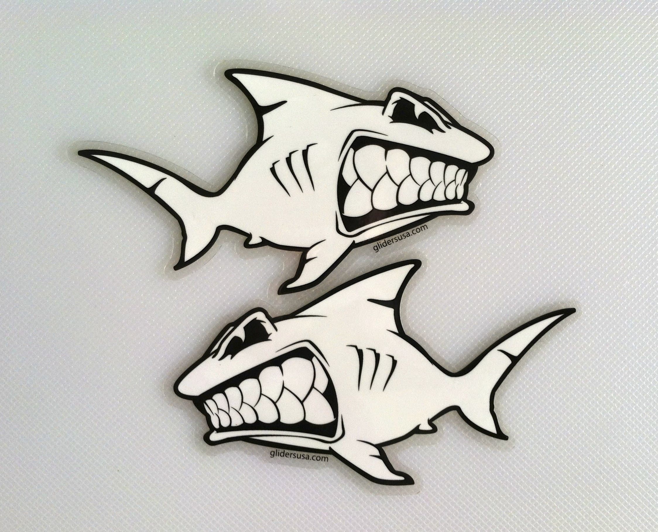 Shark Left and Right Facing Surfing Sticker Decal Set
