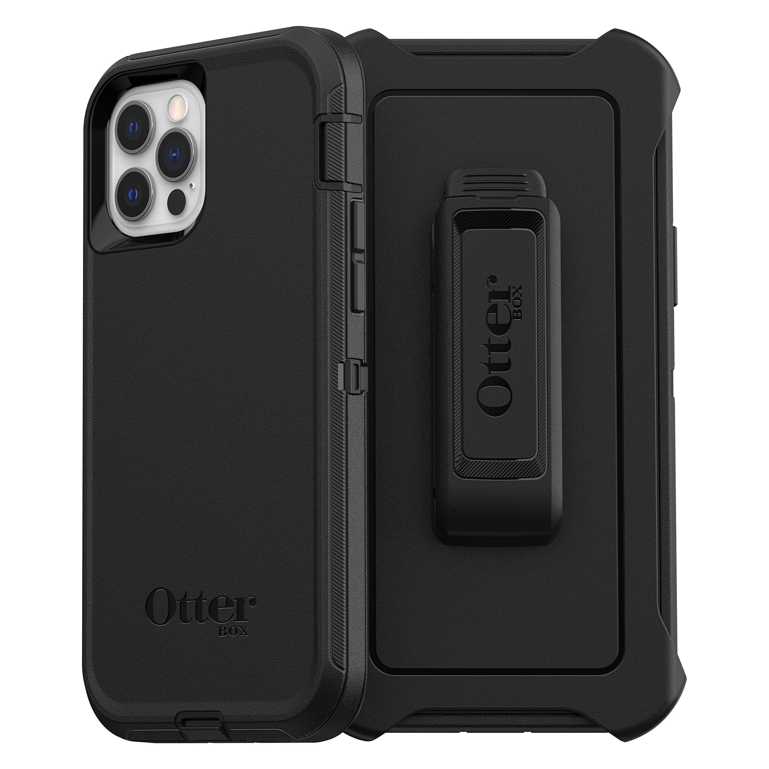 OtterBox iPhone 12 & iPhone 12 Pro Defender Series Case - Black, Rugged & Durable, with Port Protection, Includes Holster Clip Kickstand | Rugged, Durable, with Port Protection, Kickstand