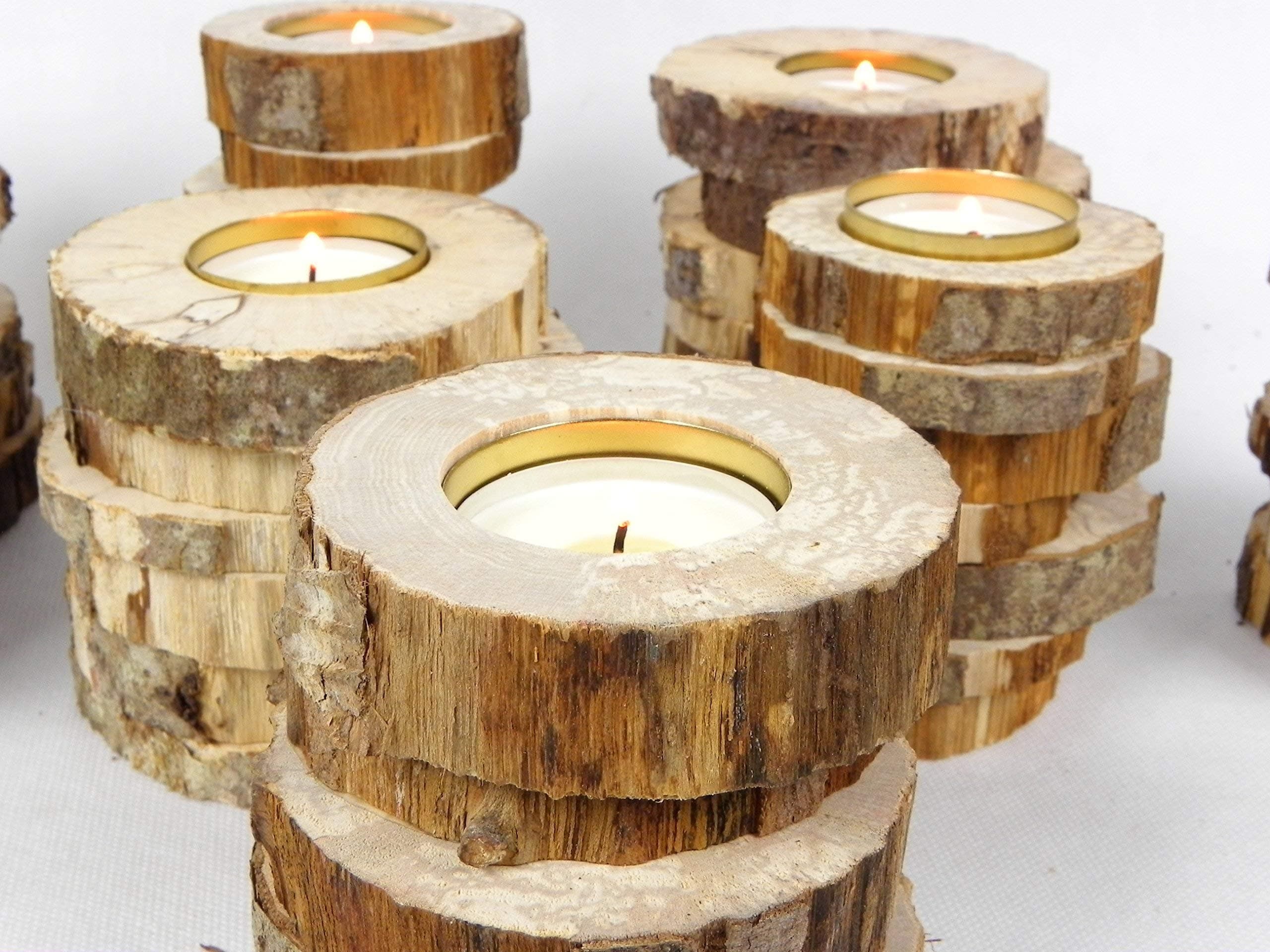 12 rustic wood candle holders, rustic wedding decorations, wedding candle holders, 12 wooden candle holders hand made with natural wood