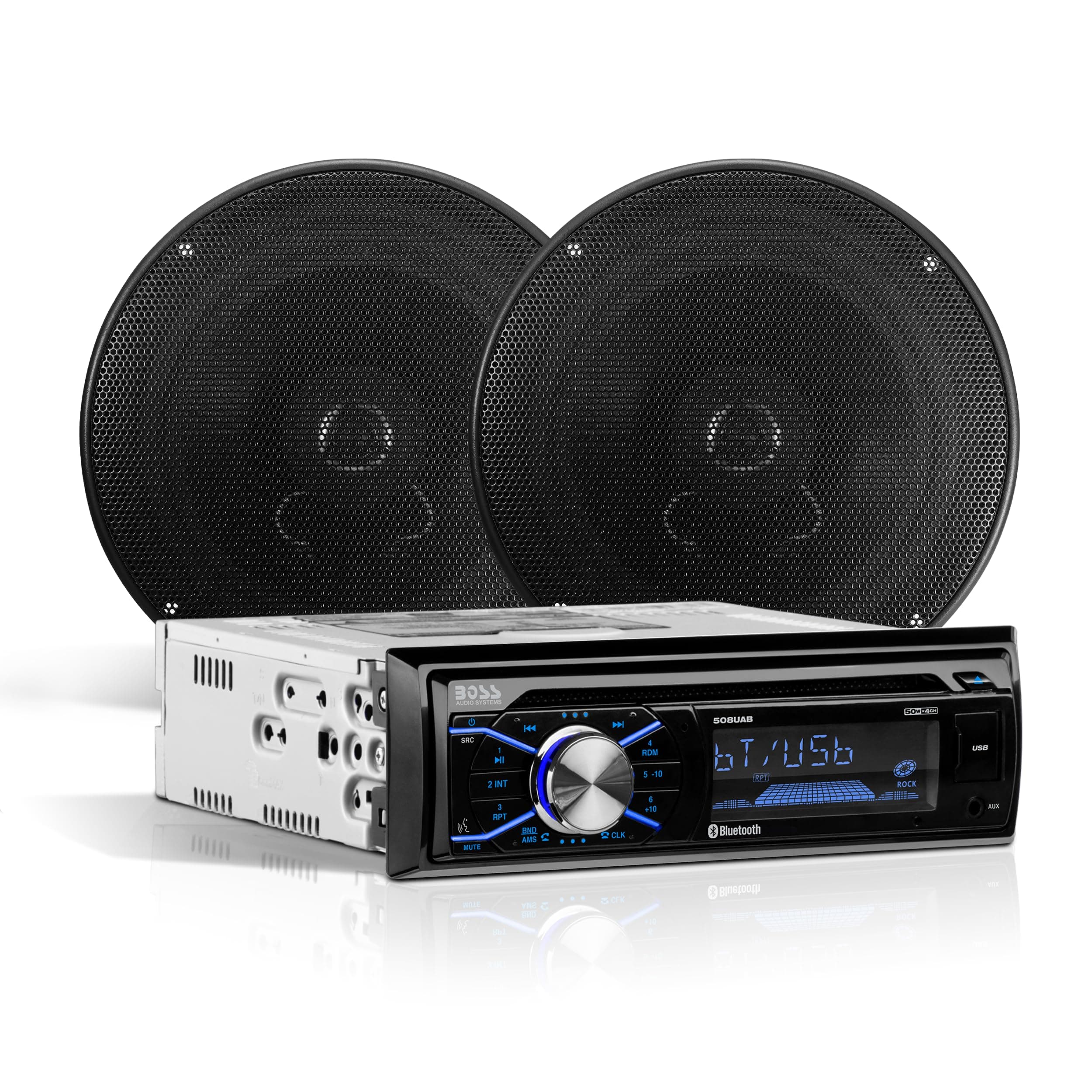 656BCK Car Stereo Package - Single Din, Bluetooth, CD MP3 USB AM FM Radio, 6.5 Inch 2 Way Full Range Speakers, Black