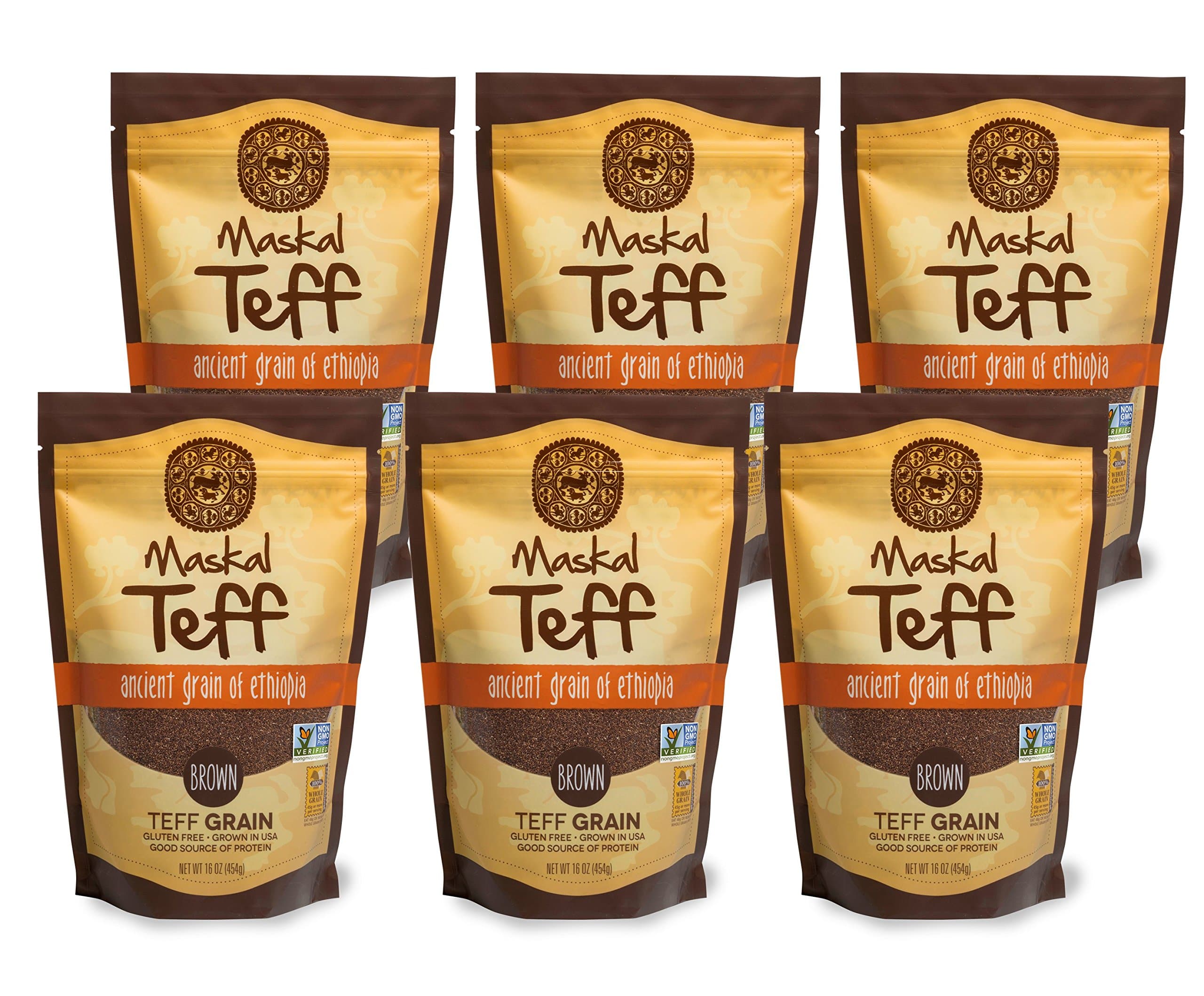 Maskal Teff Brown Teff Grain, 16 Ounce (6 pack)
