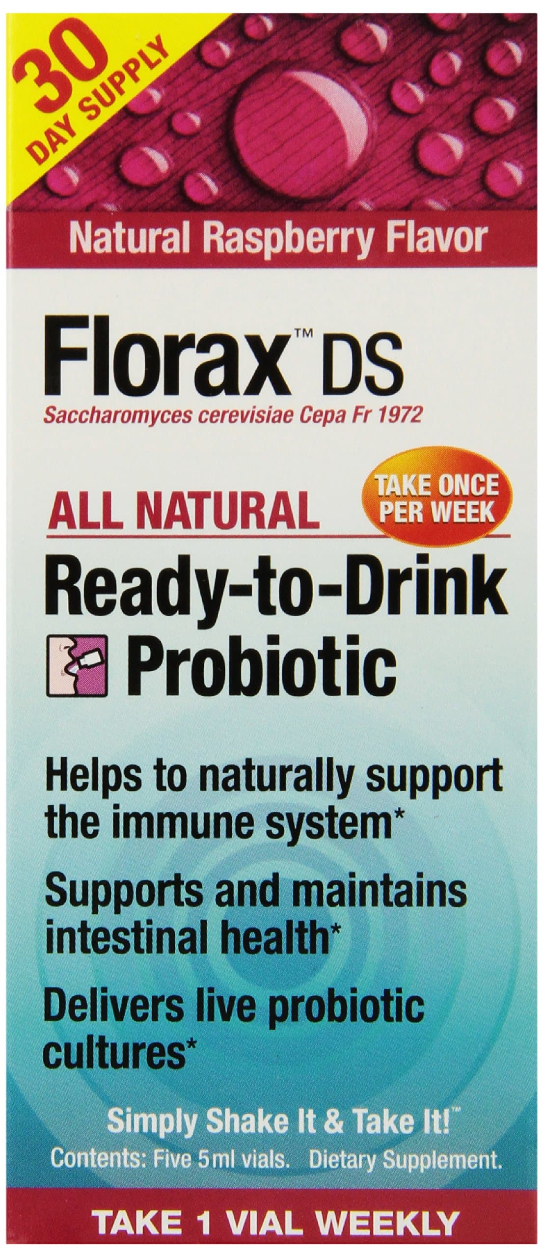 Ready to Drink Probiotic Supplement, Natural Raspberry, 3.3 Ounce