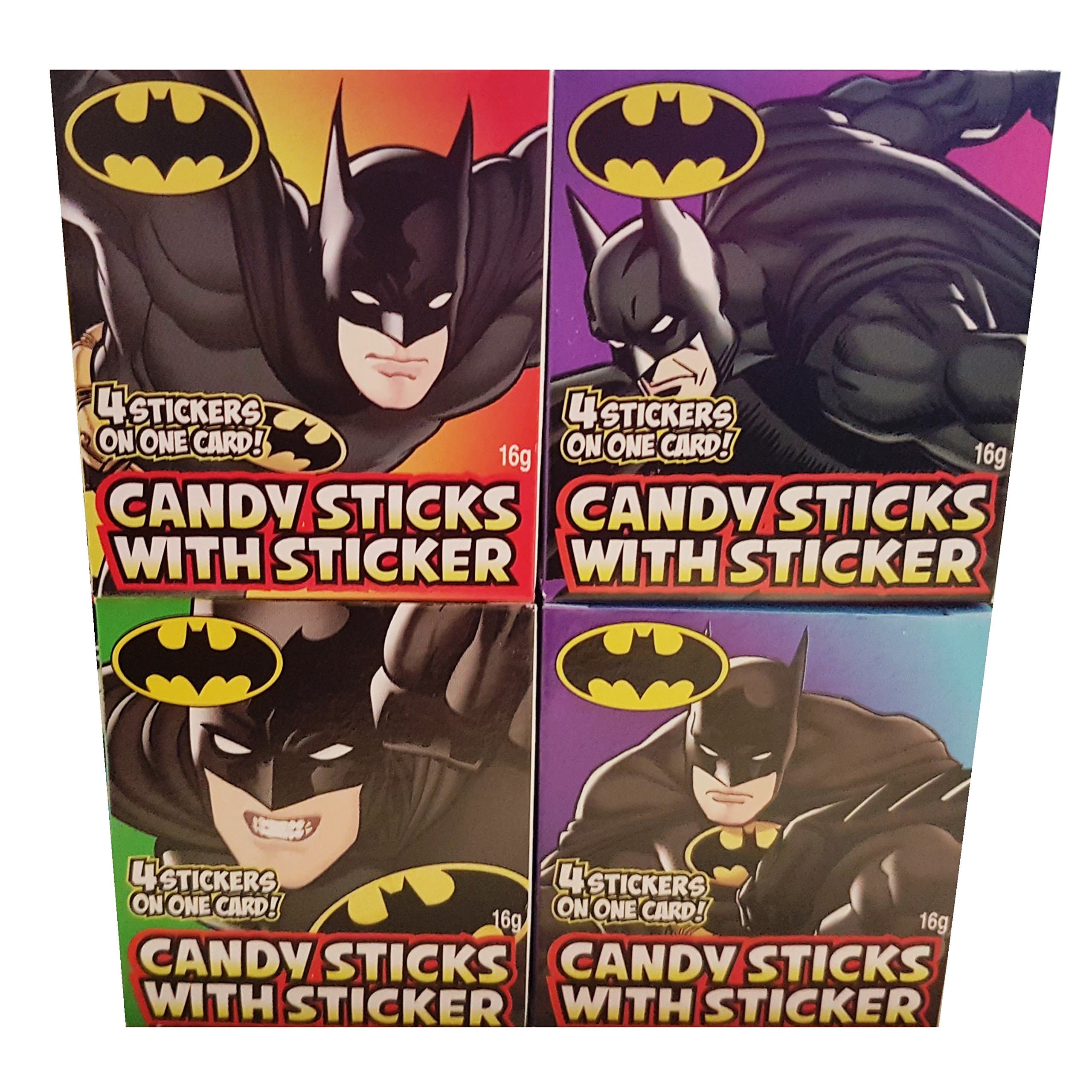 Batman - Assorted Sweet Candy Sticks with Mini Stickers (Pack of 12)
