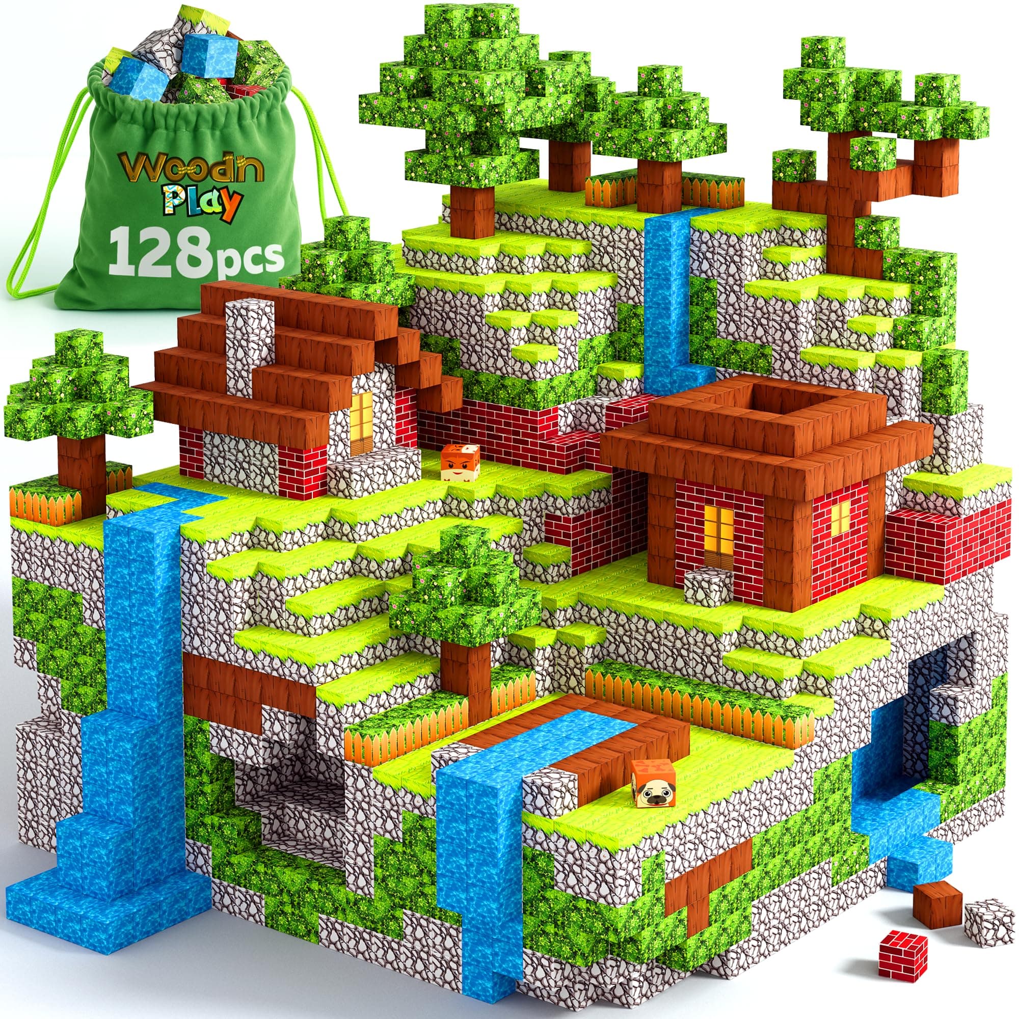 - Magnetic Blocks Cubes 128PCS - STEM Cube Building Blocks & Magnet Tiles, Fidget, Montessori for Kids Ages 3-5 & 5-7 & 8-12, Magnetic Kit Cubes, Construction Magnet Toys Blocks Birthday Gifts