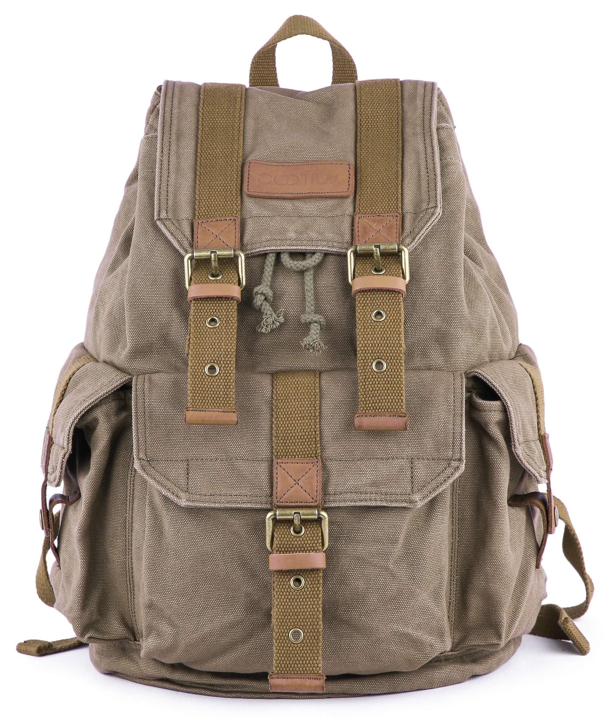 21101AMG-S Specially High Density Thick Canvas Backpack Rucksack, Field Tan, Small