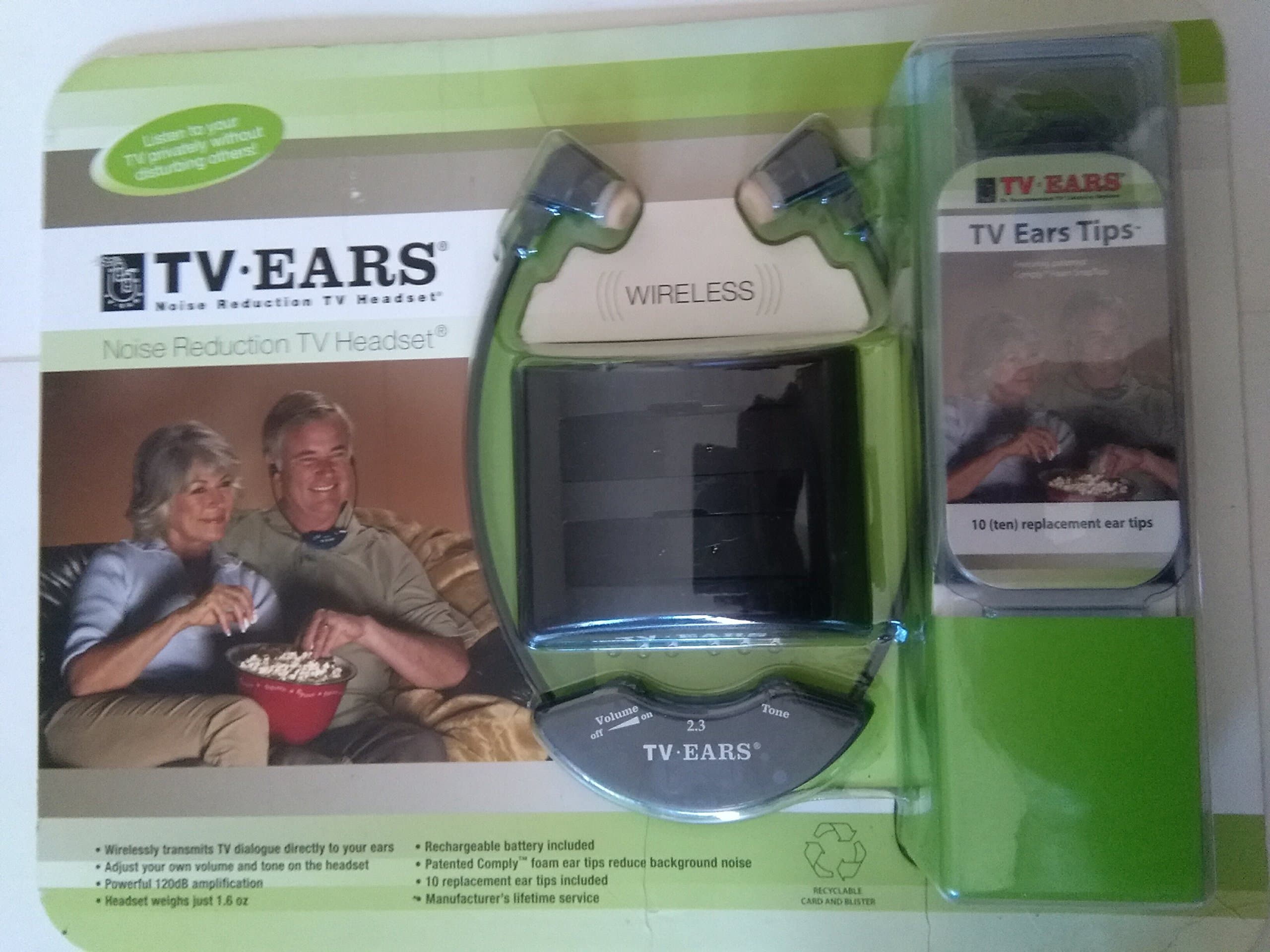 TV Ears 2.3 MHZ Wireless Headset System with 10 Replacement Ear Tips