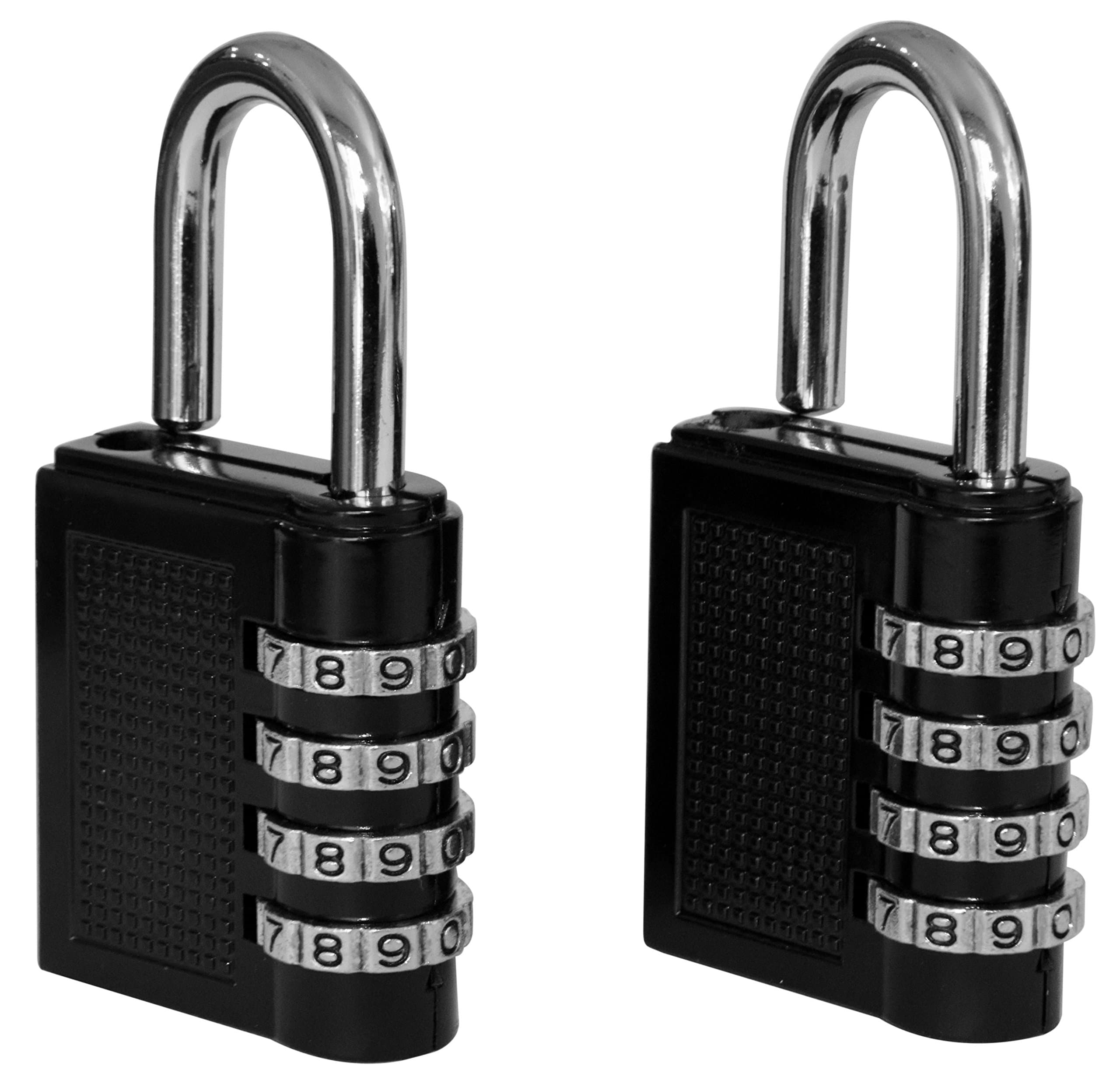 Texas Best 4 Digit Combination Padlock (Over 10,000 Different Combinations) for Gym & Sports Lockers, School, Fence, Toolbox, Case, Hasp Storage | Pack of 2 Units (Black Color) (Model 1)