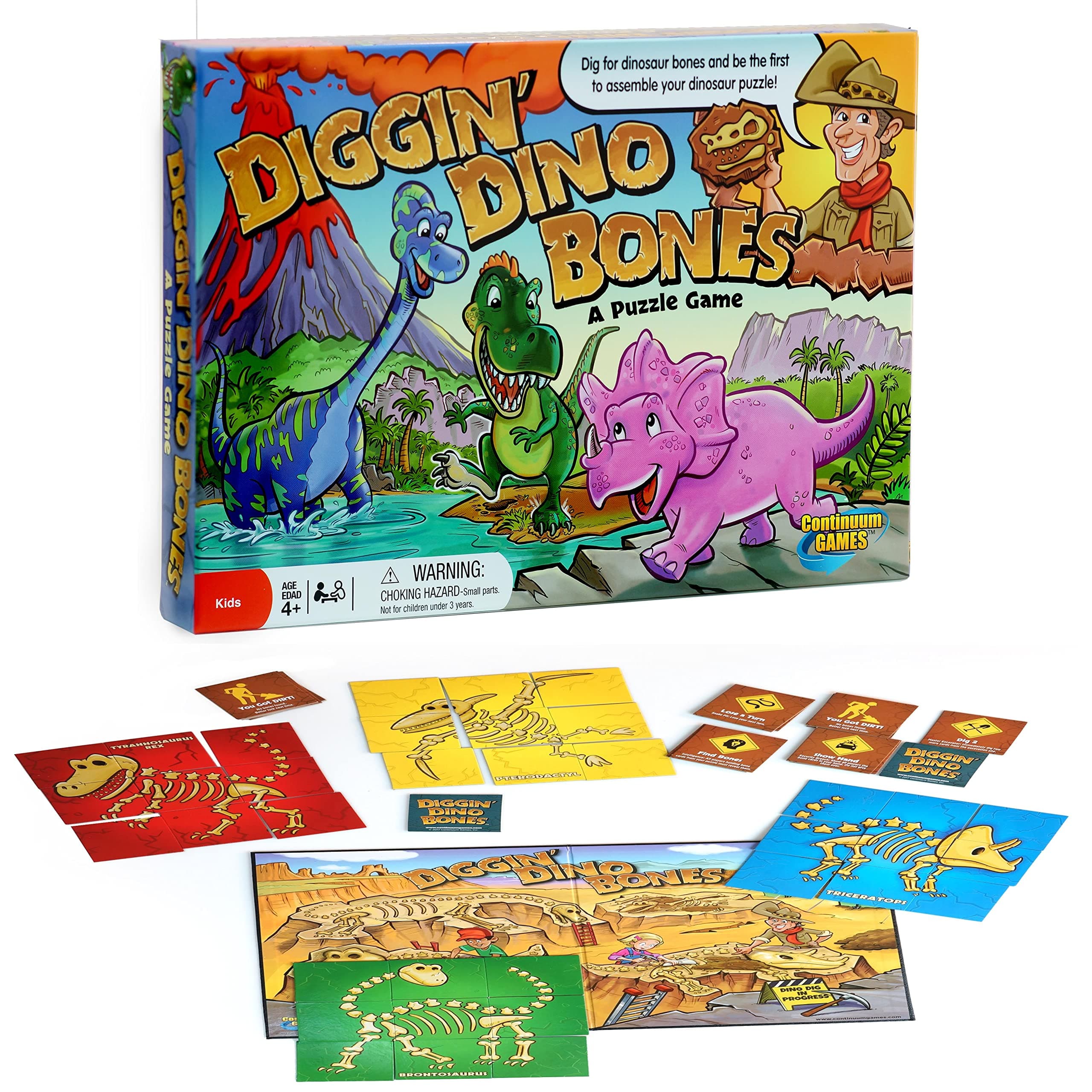 Continuum Games - Digging Dino Bones Board Game, Kids Aged 4 & Up