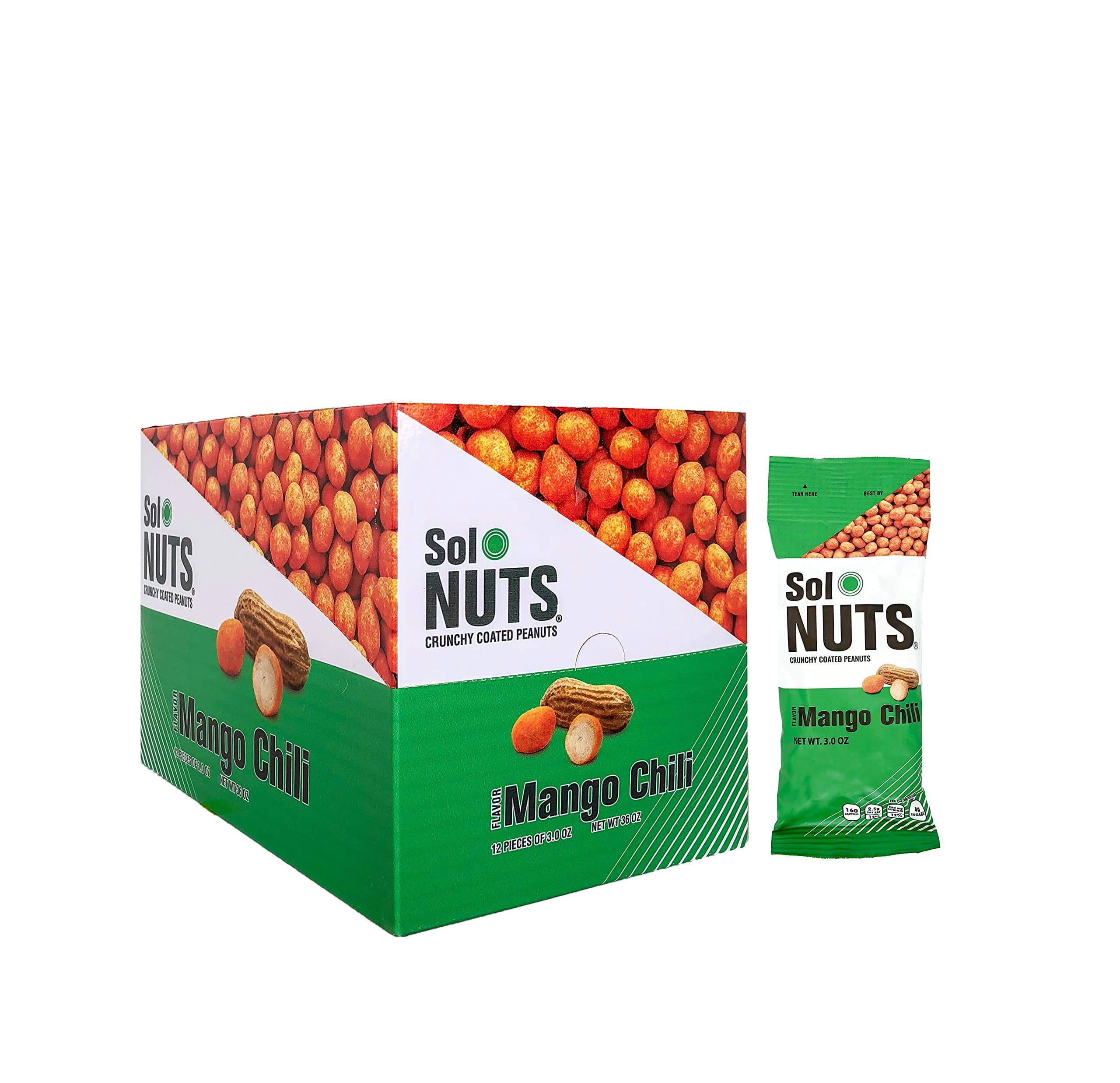 Sol Nuts Crunchy Coated Peanuts, Mango-chili, 36 Ounce