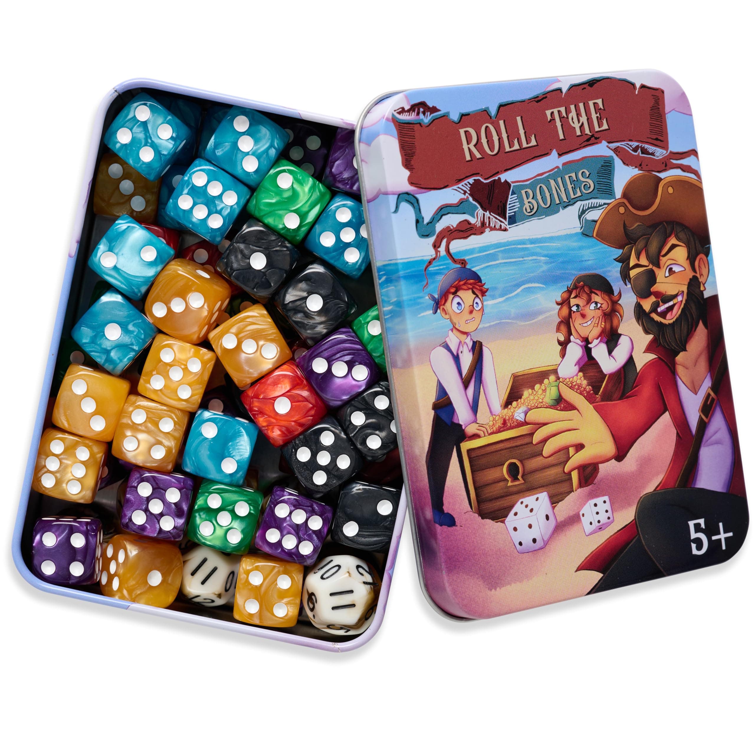 Roll The Bones Dice Game for Kids, Fast-paced Dice Game for Family Game Night, 2-6 Players Aged 5+, Pirate Dice Kids Games, Fun Family Game for Adults and Family, Easy to Learn