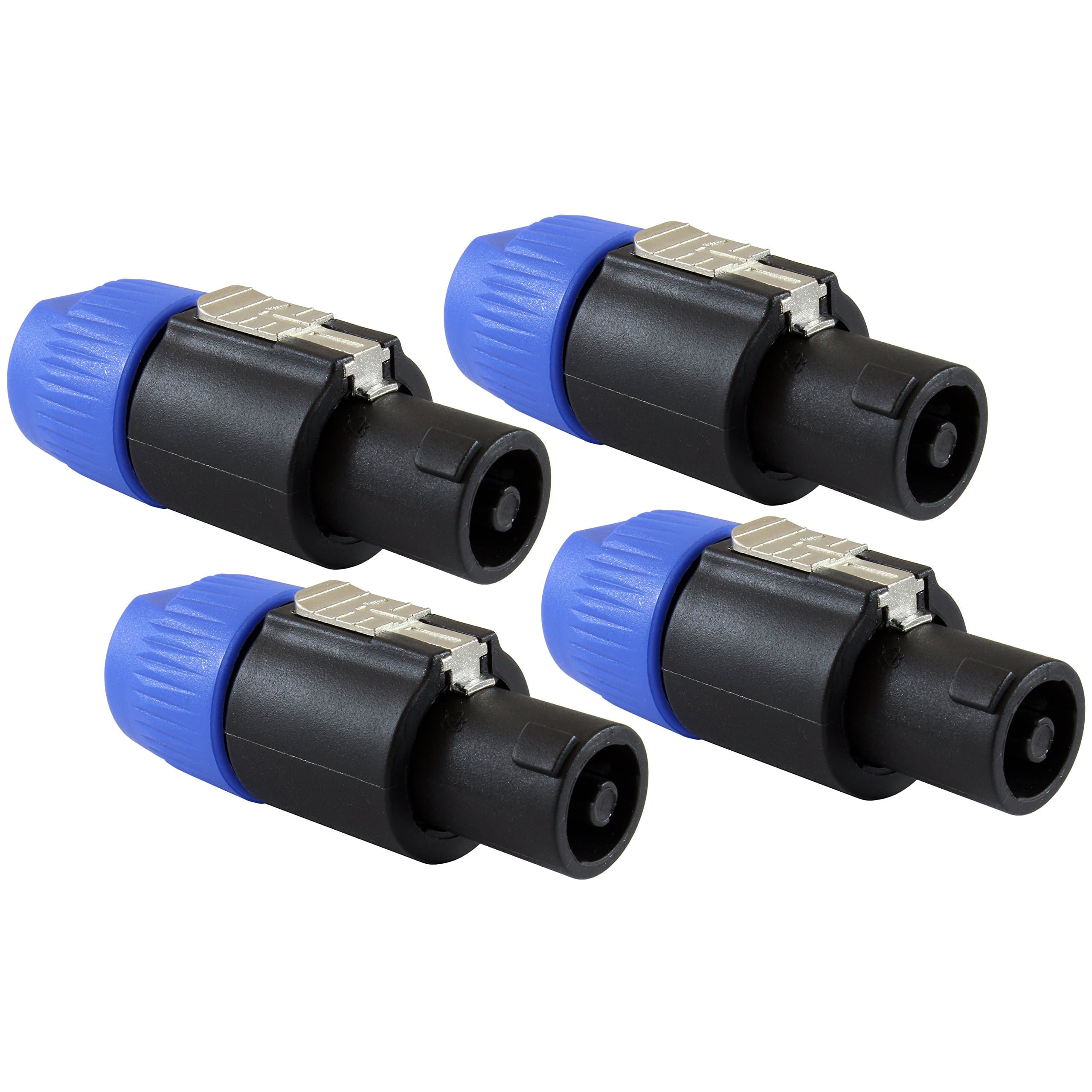 GLS Audio Speaker Plug Twist Lock 4 Pole Speaker Plug Compatible with Neutrik Speakon NL4FC, NL4FX, NLT4X, NL2FC - Pack of 4