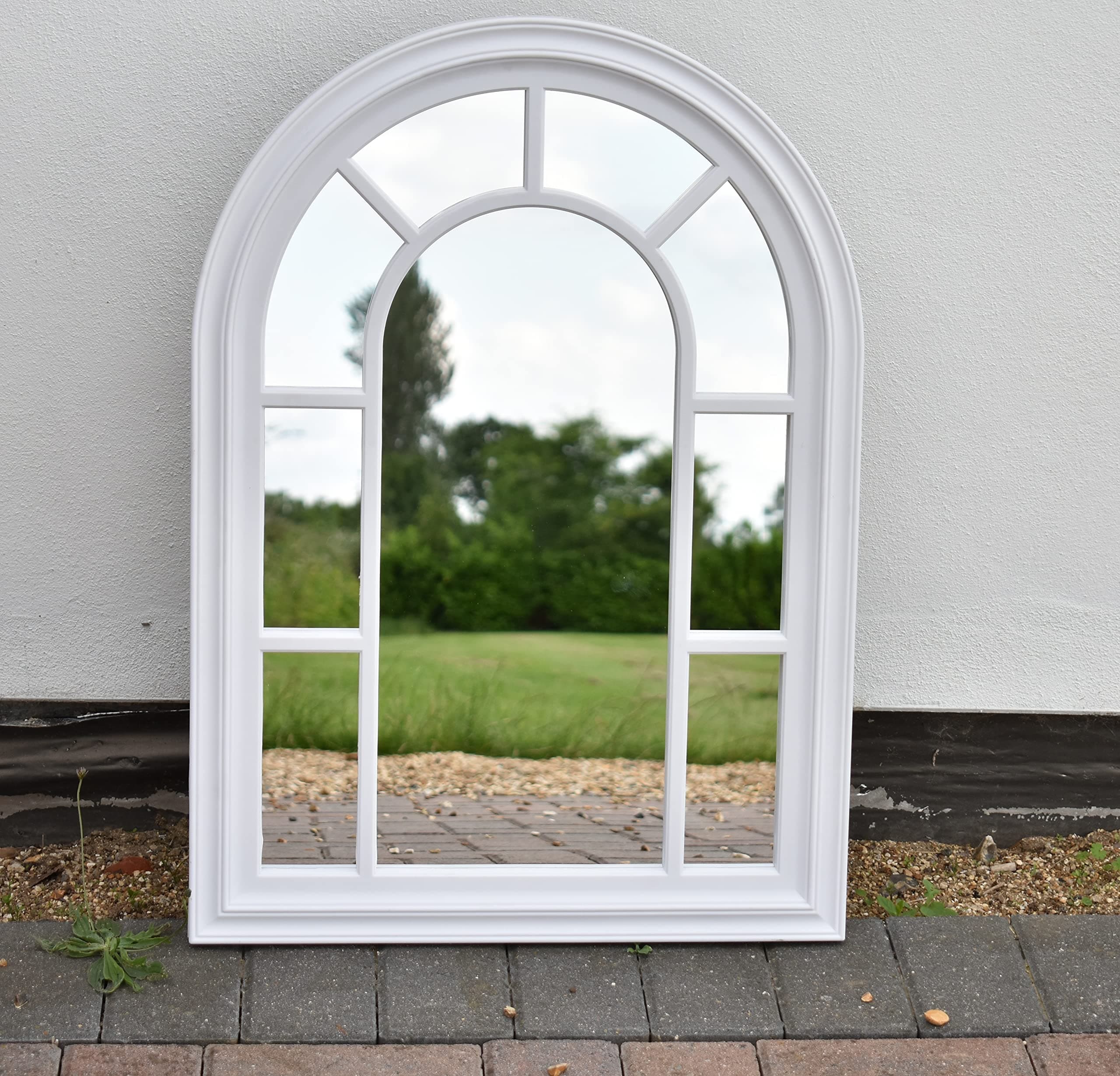 DEENZ 70x50cm WINDOW STYLE WALL MIRROR SIMPLY STYLISH DECOR MIRROR WHITE WALL WINDOW MIRROR (WHITE)