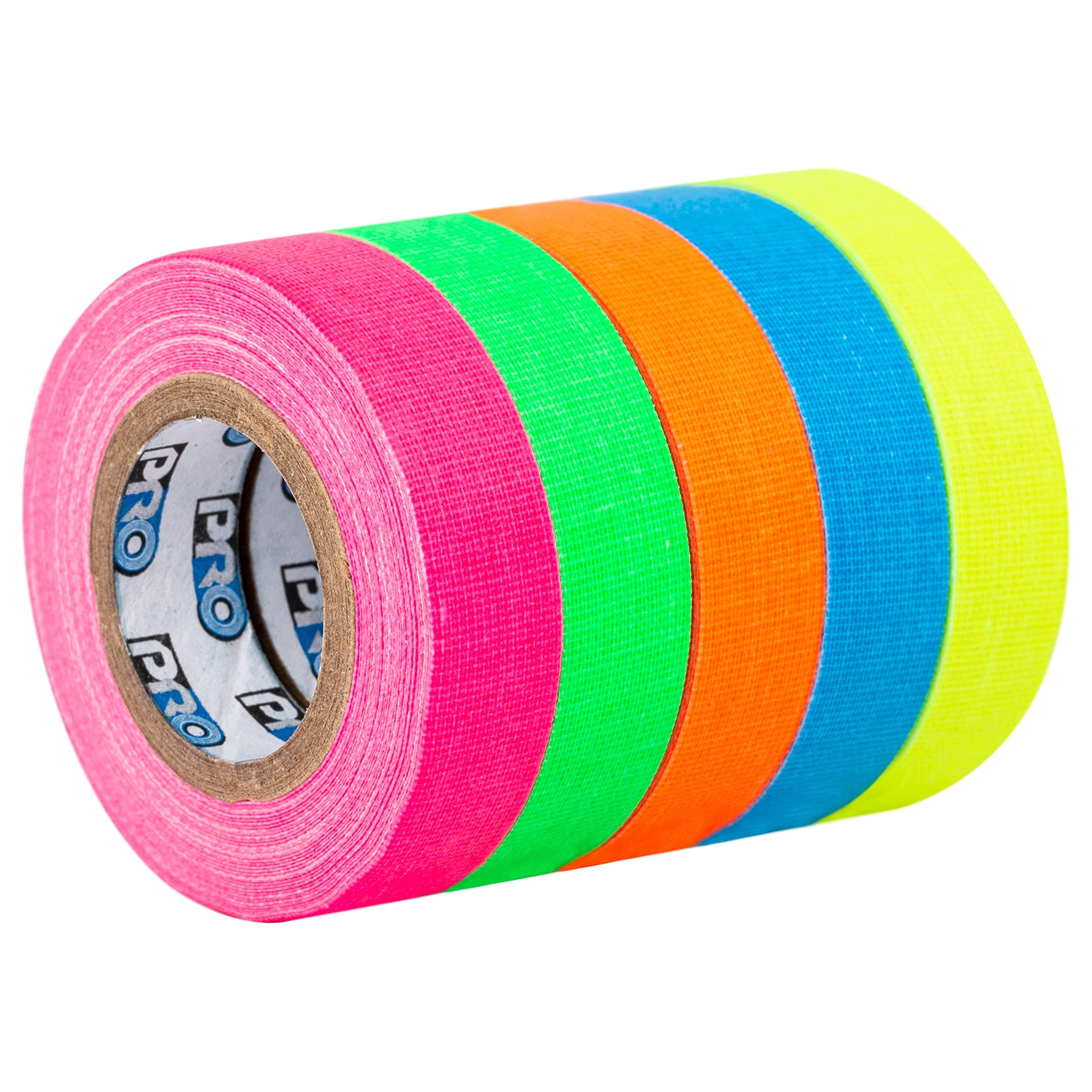 Pro Pocket Spike Stack RS127SS5X12X5.4 12 mm x 5.4 m Fluorescent Matt Cloth Tape - Pink/Blue/Orange/Yellow/Green