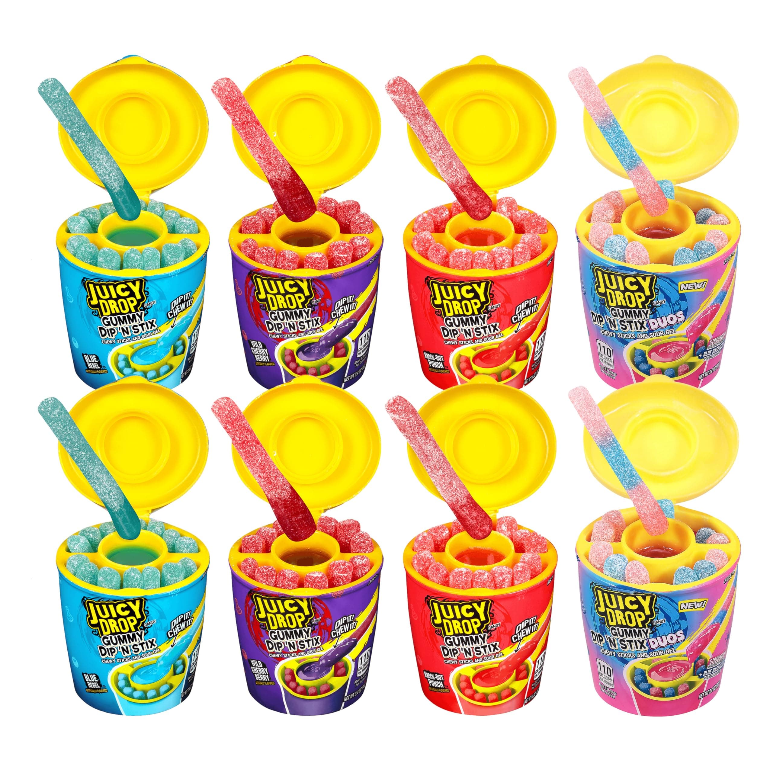 Juicy Drop Easter Sour Candy Dip N Stix - 8 Ct Fun Candy Variety Pack, Assort...