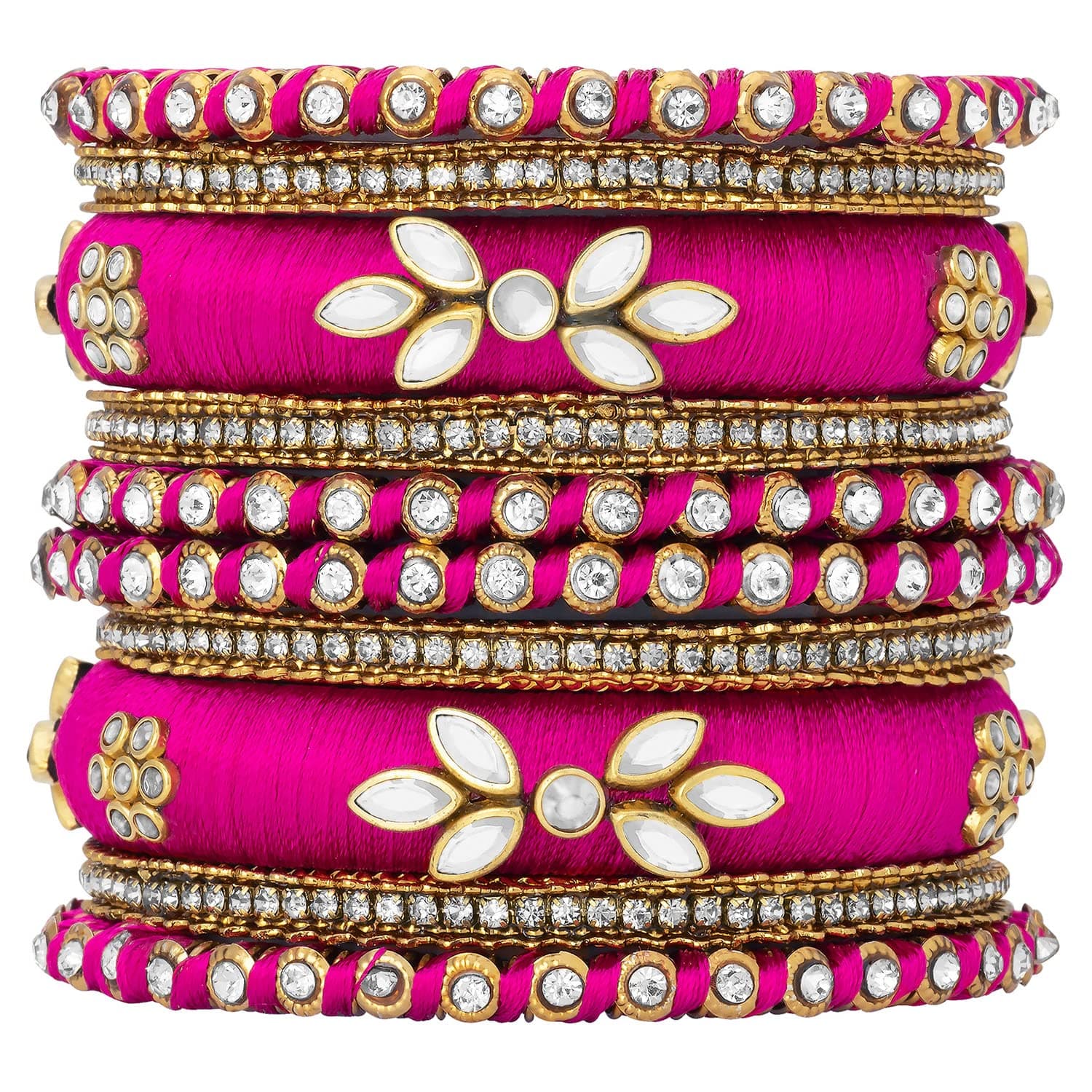 Aheli Royal Design Silk Thread Bangle Set Saree Matching Chuda Indian Traditional Wedding Fashion Jewelry for Women