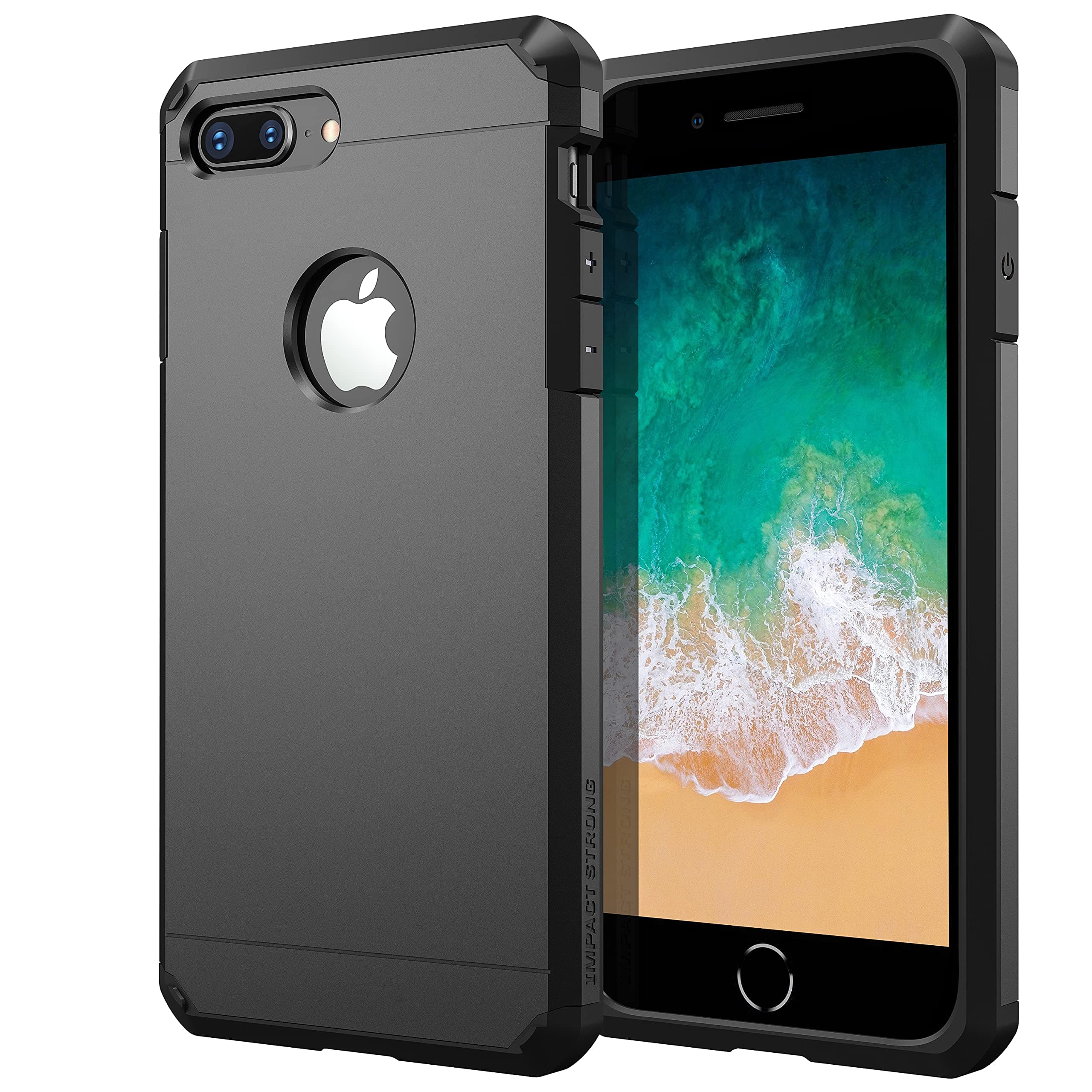 ImpactStrong iPhone 7 Plus Case, Heavy Duty Dual Layer Protection Cover Heavy Duty Case for iPhone 7 Plus 5.5" (ONLY) - Gun Black