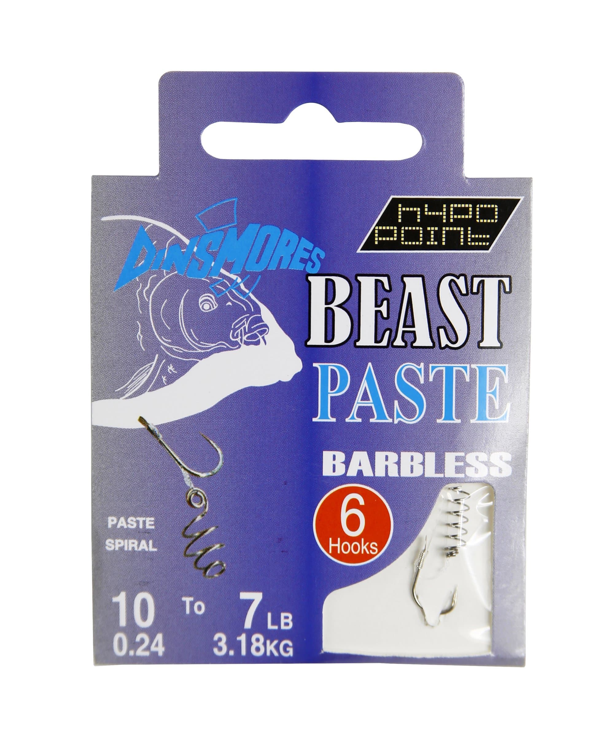 Dinsmores Beast Paste Barbless Rig Hook - Silver, 10