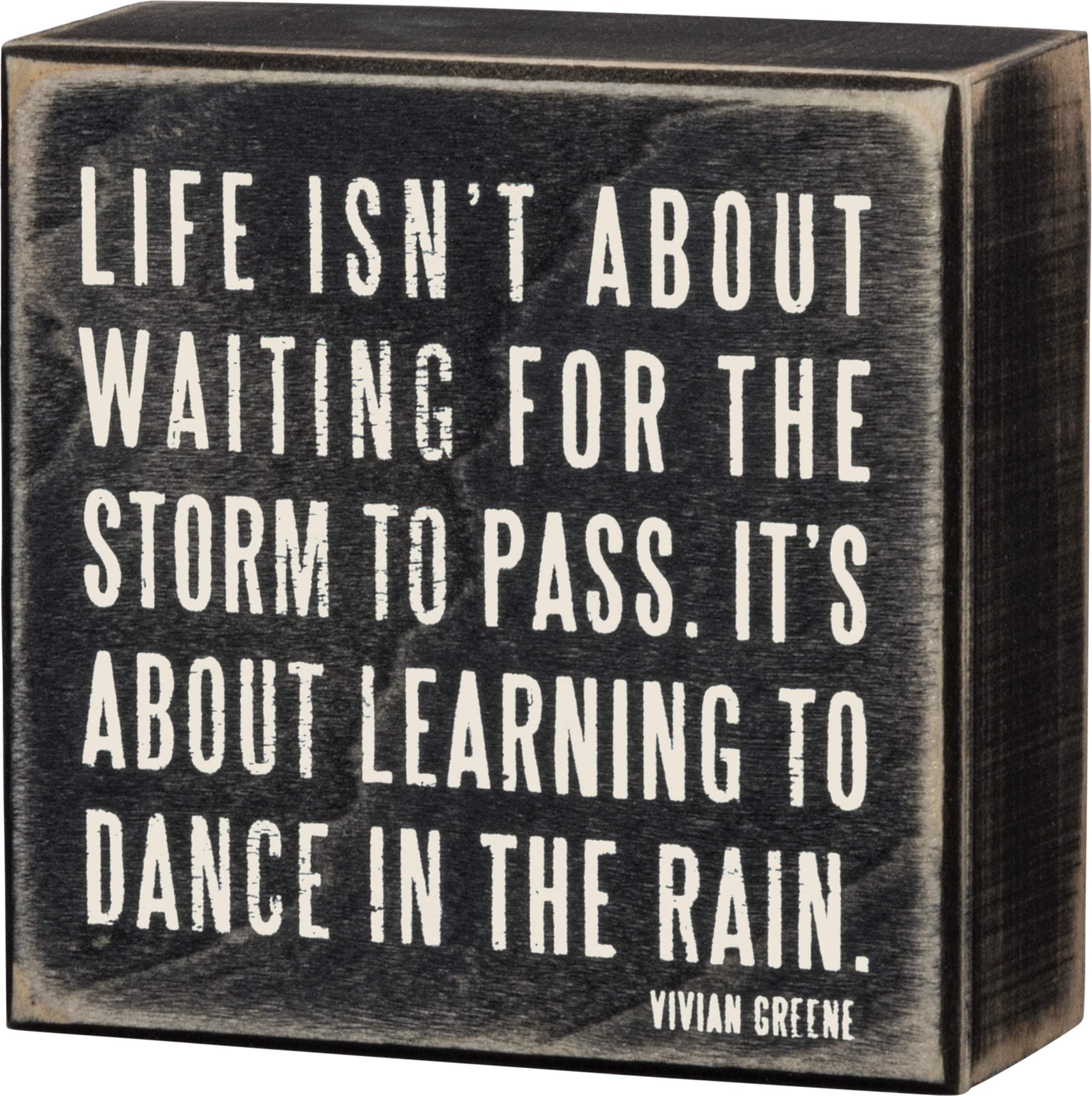 Primitives by Kathy Classic Box Sign, 4" X 1.75", Dance in The Rain