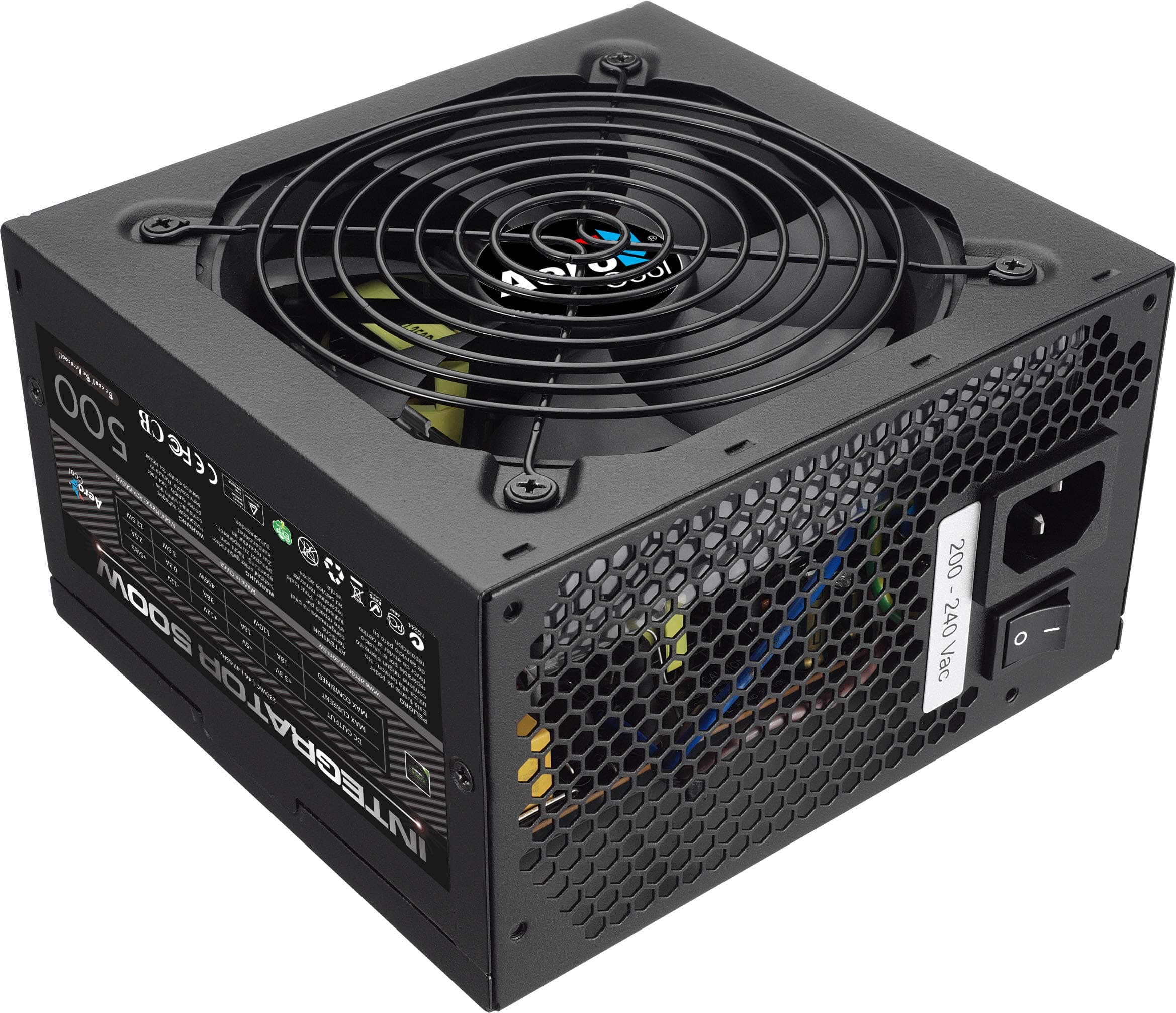 AeroCool Integrator 500 W 80 Plus Bronze Power Supply Unit with UK 3 Pin Power Lead , Black