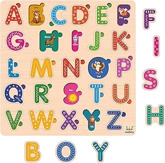 Webby Wooden Capital Alphabets Montessori Educational Pre-School Puzzle Board Toy For Boys And Girls, Kid