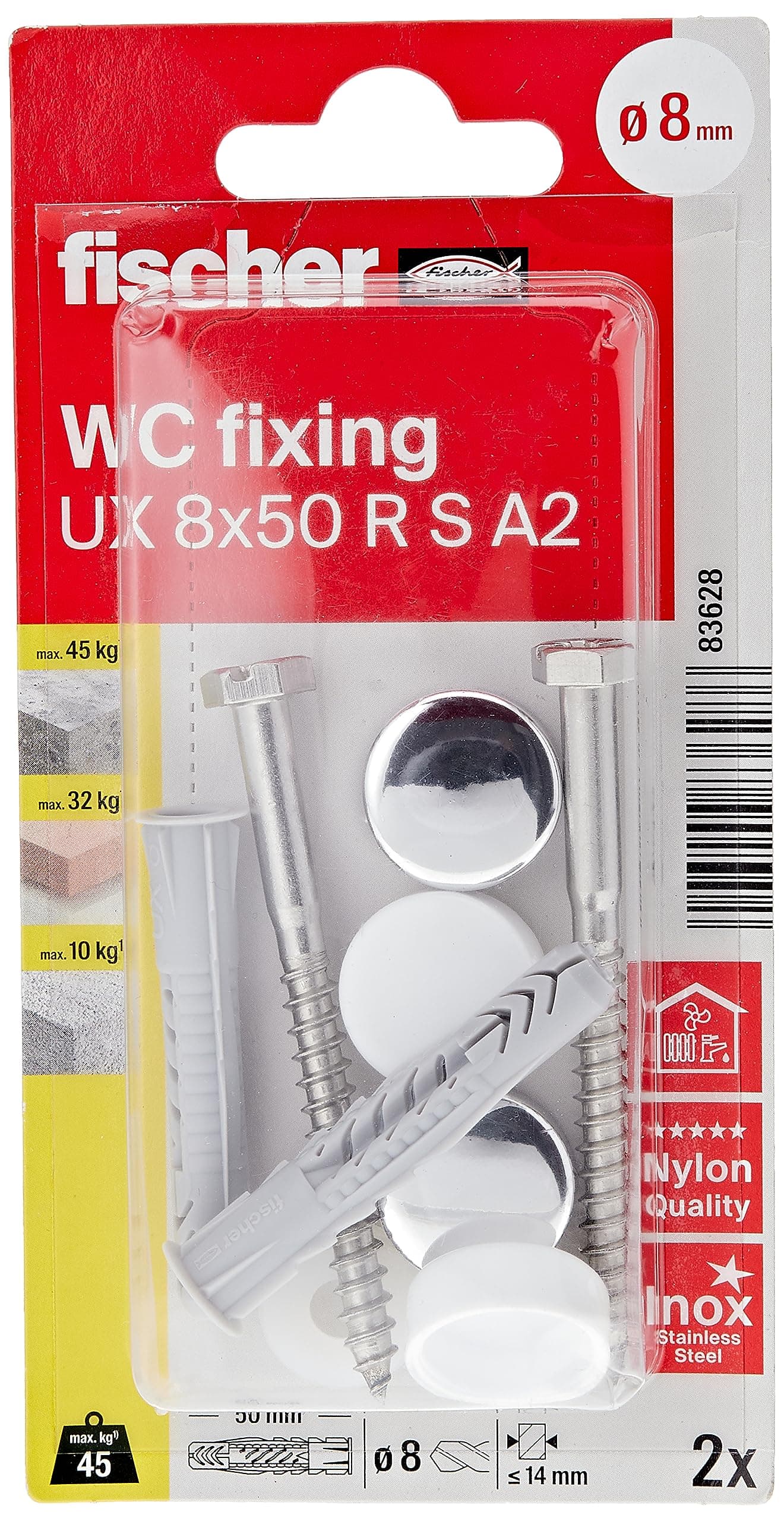 fischer 83628 Fixing Set, Grey