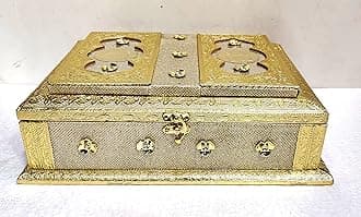 Hand Kraft Fancy Wooden Golden Box For Quran ,Books & Holy Books With Attached Rehal Stand