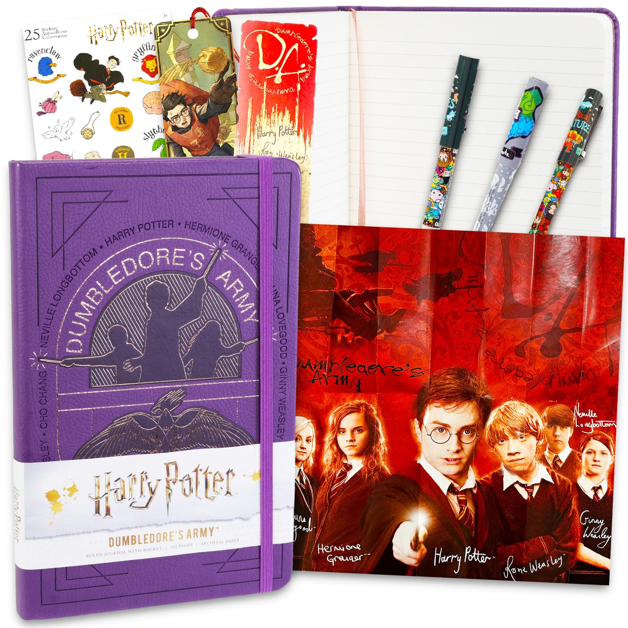 Harry Potter Journal and Pen Bundle Set ~ Premium Hogwarts Diary Notebook, Ballpoint Pen, Poster and Stickers | Harry Potter School Office Supplies