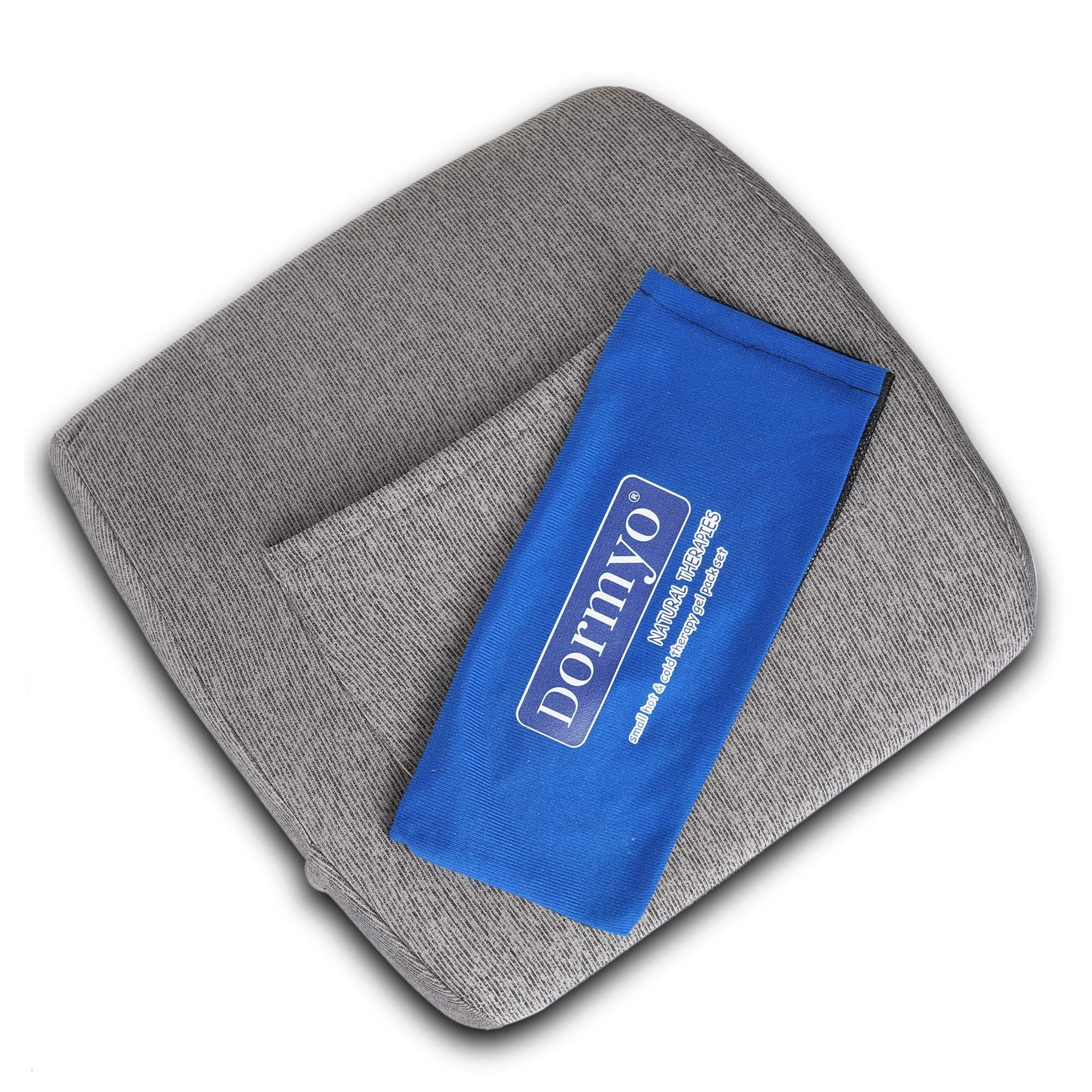 Dormyo Orthopaedic Memory Foam Lumbar Support with Hot and Cold Gel, Backrest Cushion for Back Pain Relief Compatible with, Car, Office Ergonomic Chair (15" L x 15" W x 5" H)