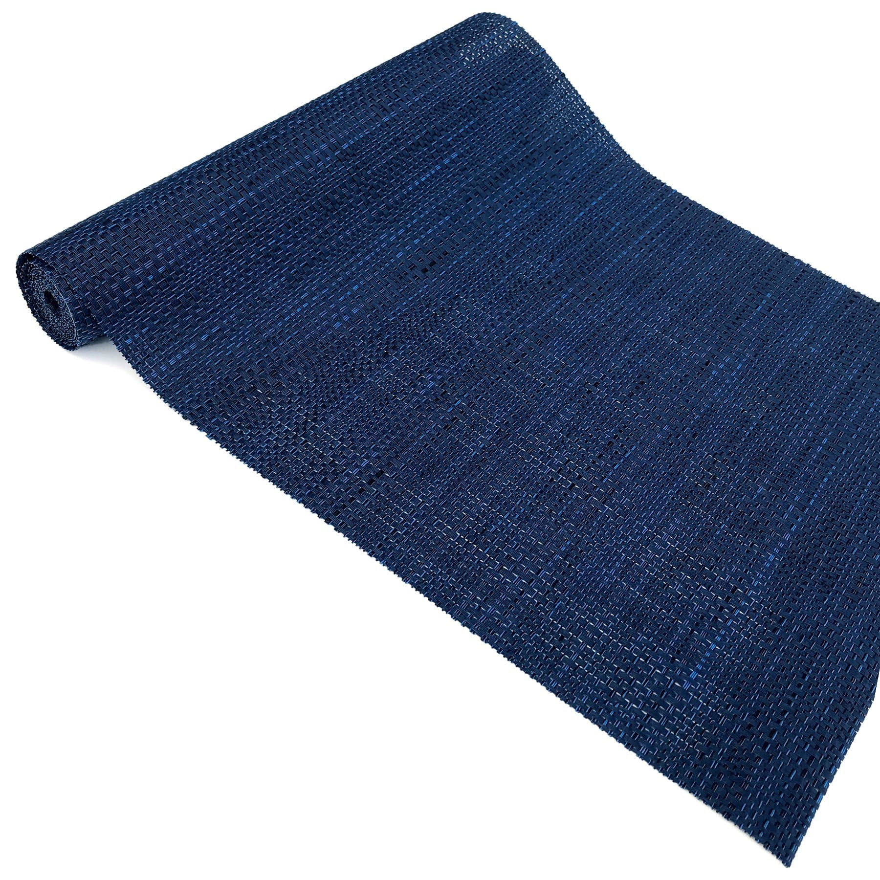 CAIT CHAPMAN HOME COLLECTIONTexture Design Woven PVC Rectangular Heat Insulation Texteline Table Runner (Navy)