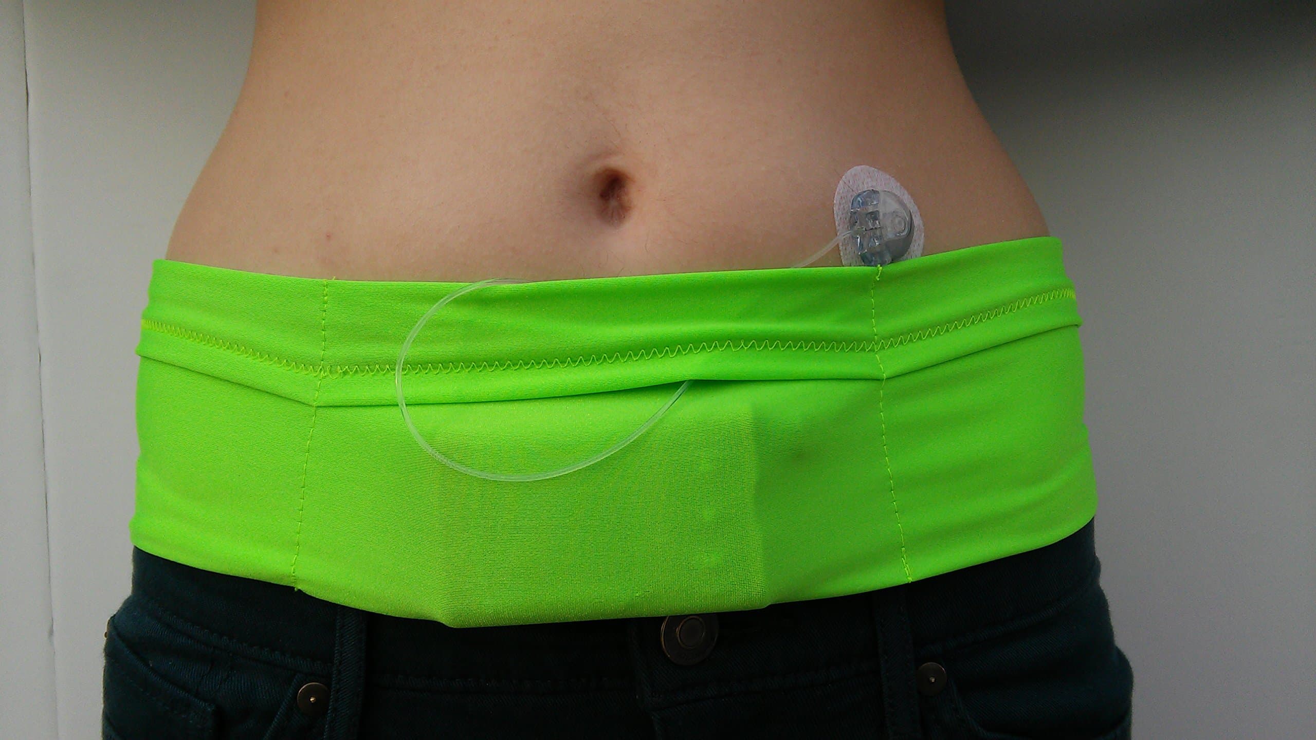 Insulin Pump Band - Comtemporary Style with One Pocket, Large, Lime Green