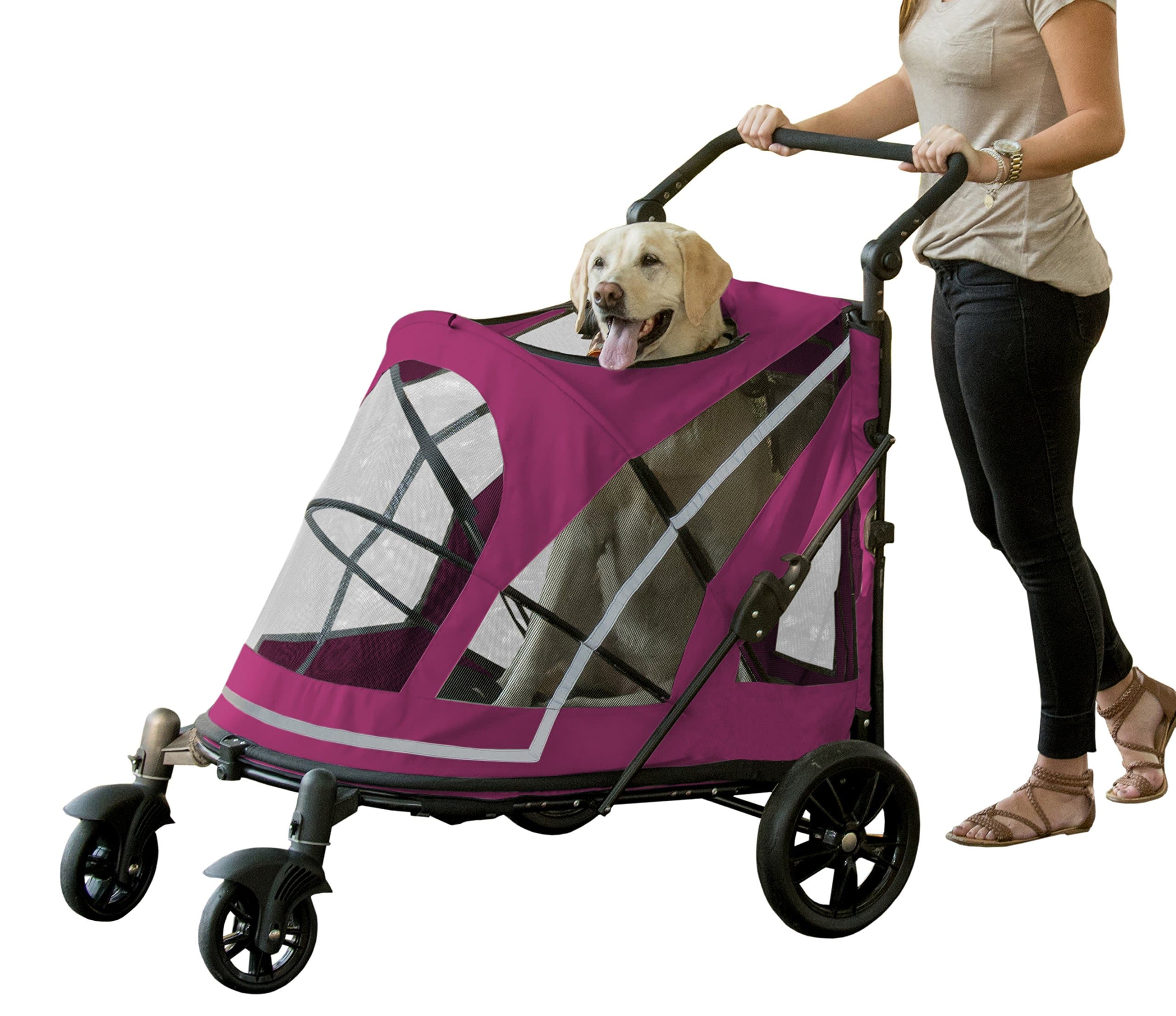 Pet Gear NO-Zip Stroller, Push Button Zipperless Dual Entry, for Single or Multiple Dogs/Cats, Pet Can Easily Walk in/Out, No Need to Lift Pet