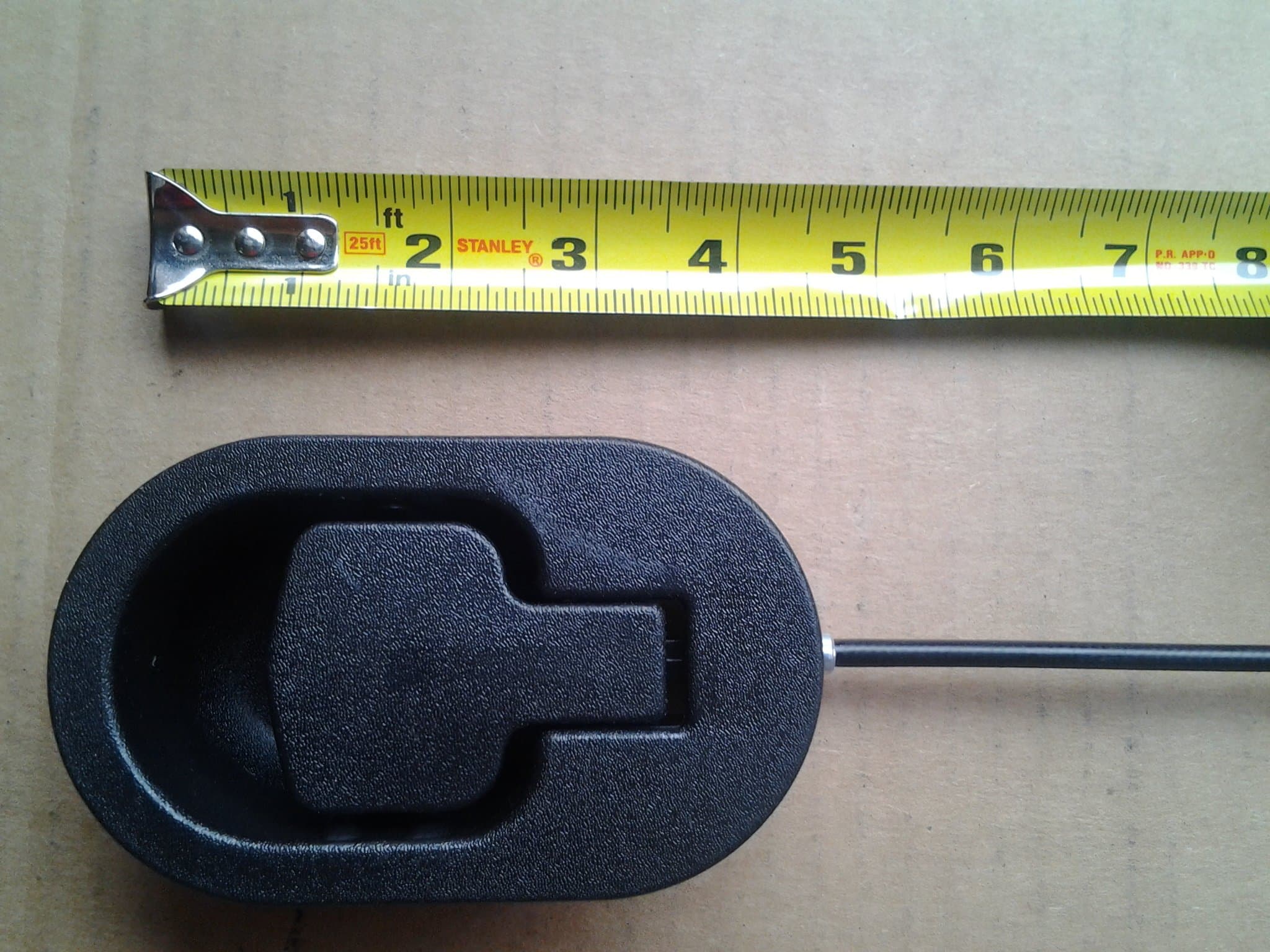 Outside Flapper Recliner Release Handle, with Attached Cable and Spring. HD Car Door Style Replacement.