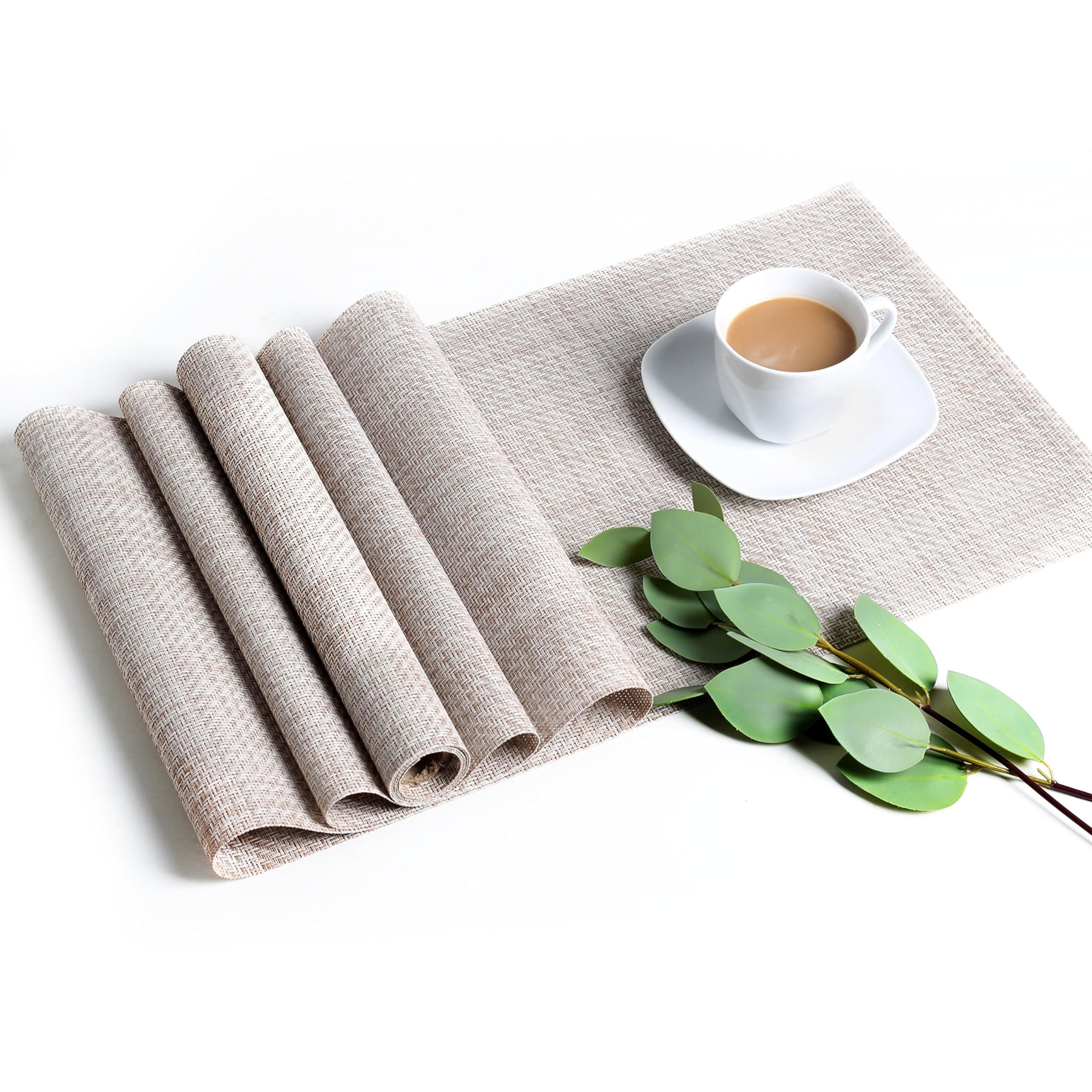 LOVECASA Table Runner, 1-Piece Washable PVC Table Runner [Non-Slip] [Heat-Resistant] For Dining Room & Table Everyday Use,180CM X30CM, Beige